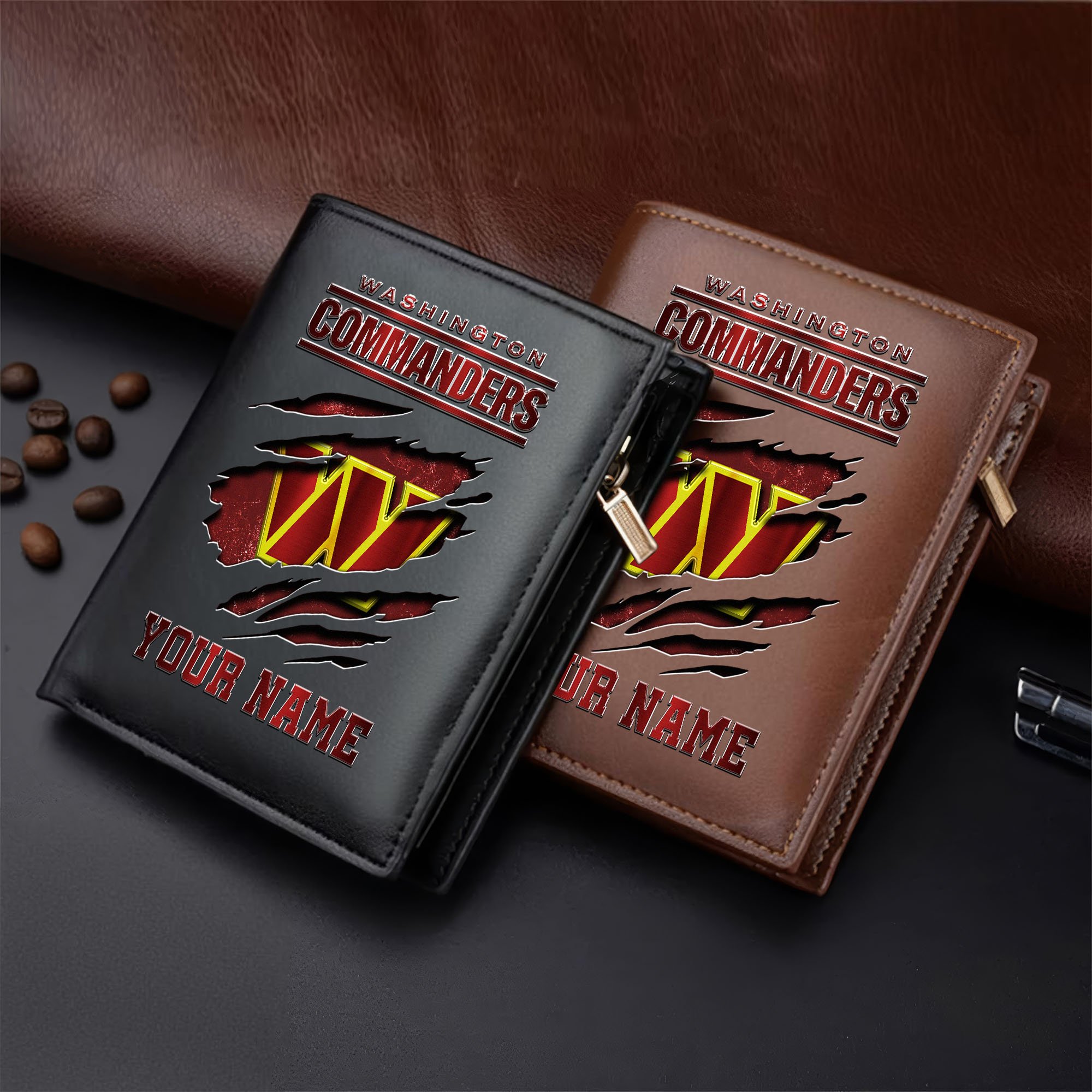Washington Commanders Men Wallet Custom Your Name, Football Team Men Wallet For Fans, Gifts For Football Lovers  EHIVM-05152222