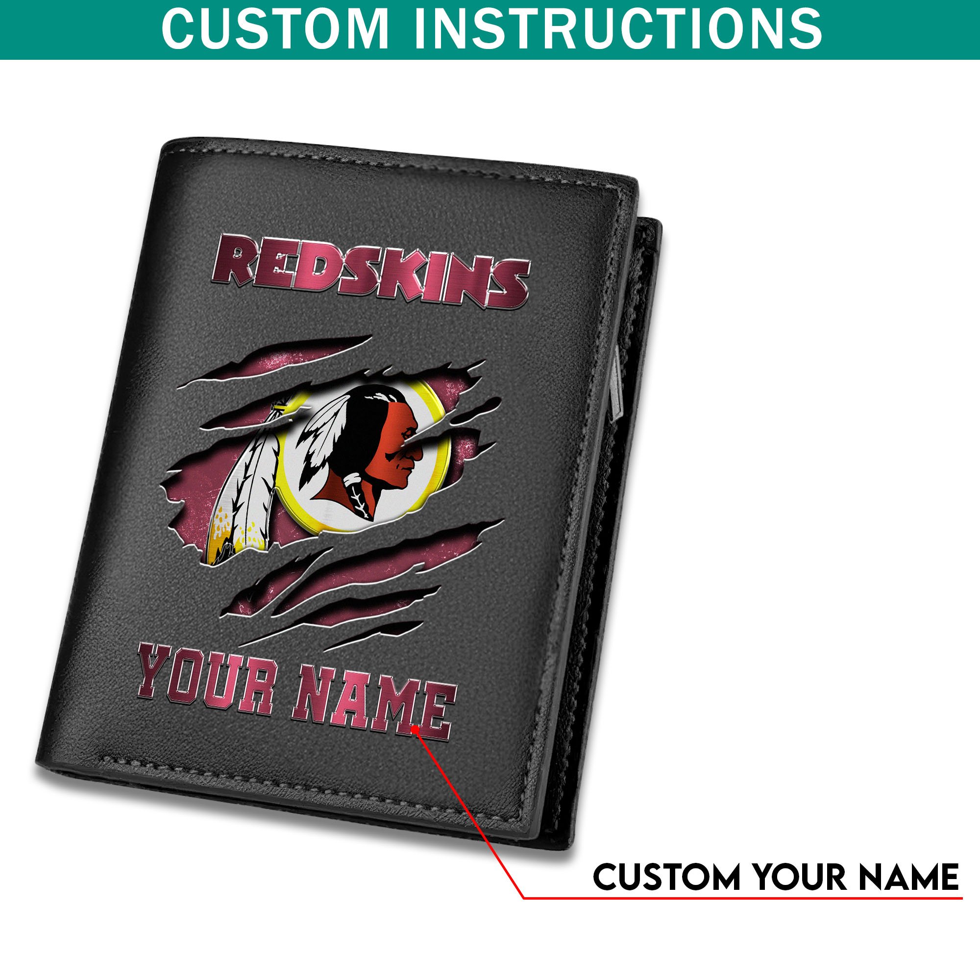 Washington Redskins Men Wallet Custom Your Name, Football Team Men Wallet For Fans, Gifts For Football Lovers EHIVM-05152222 - Image 6