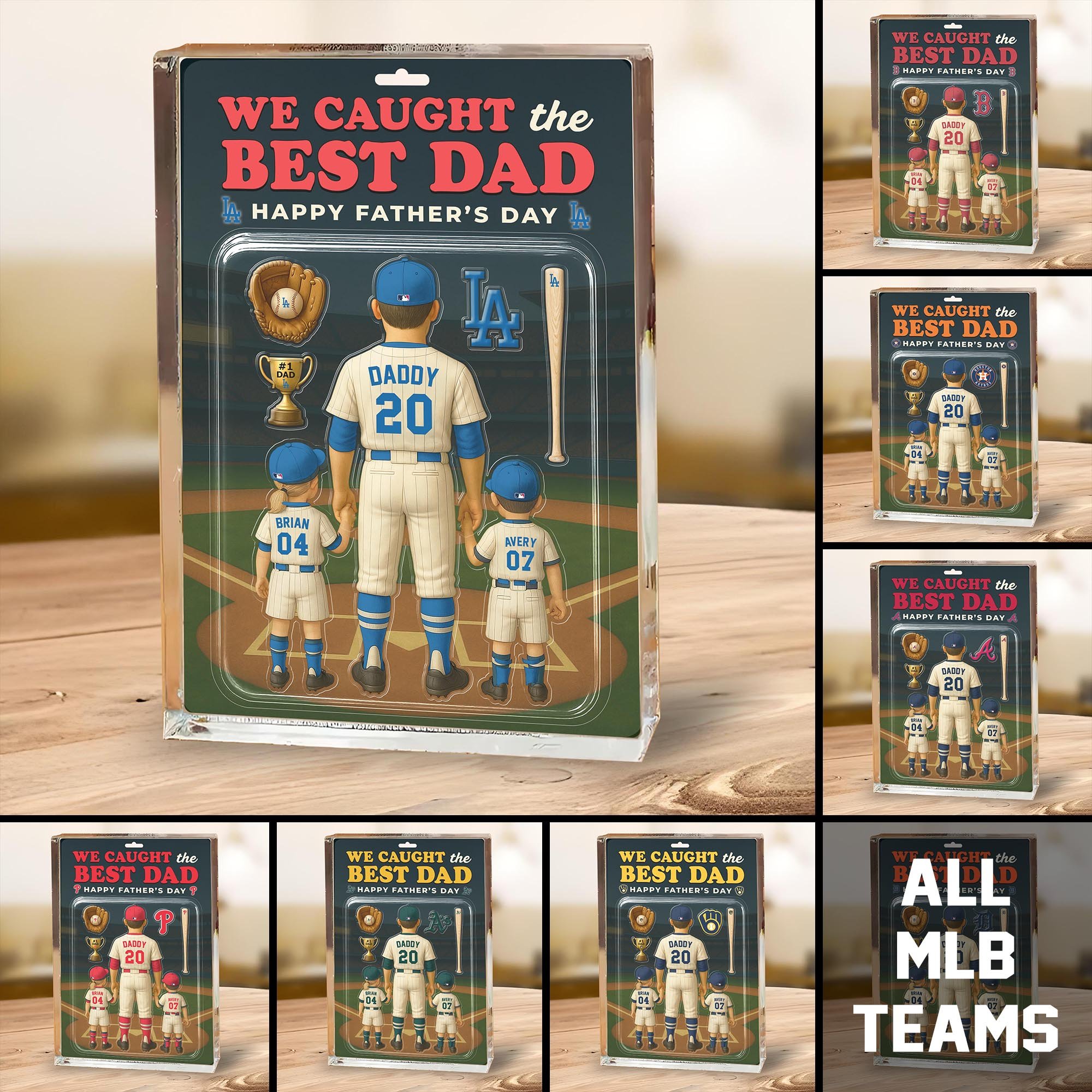 Alternative view of Best DAD MLB Shape Acrylic Blocks Custom Blocks, Sport Decorations, Gifts For Dad ETRG-04191935