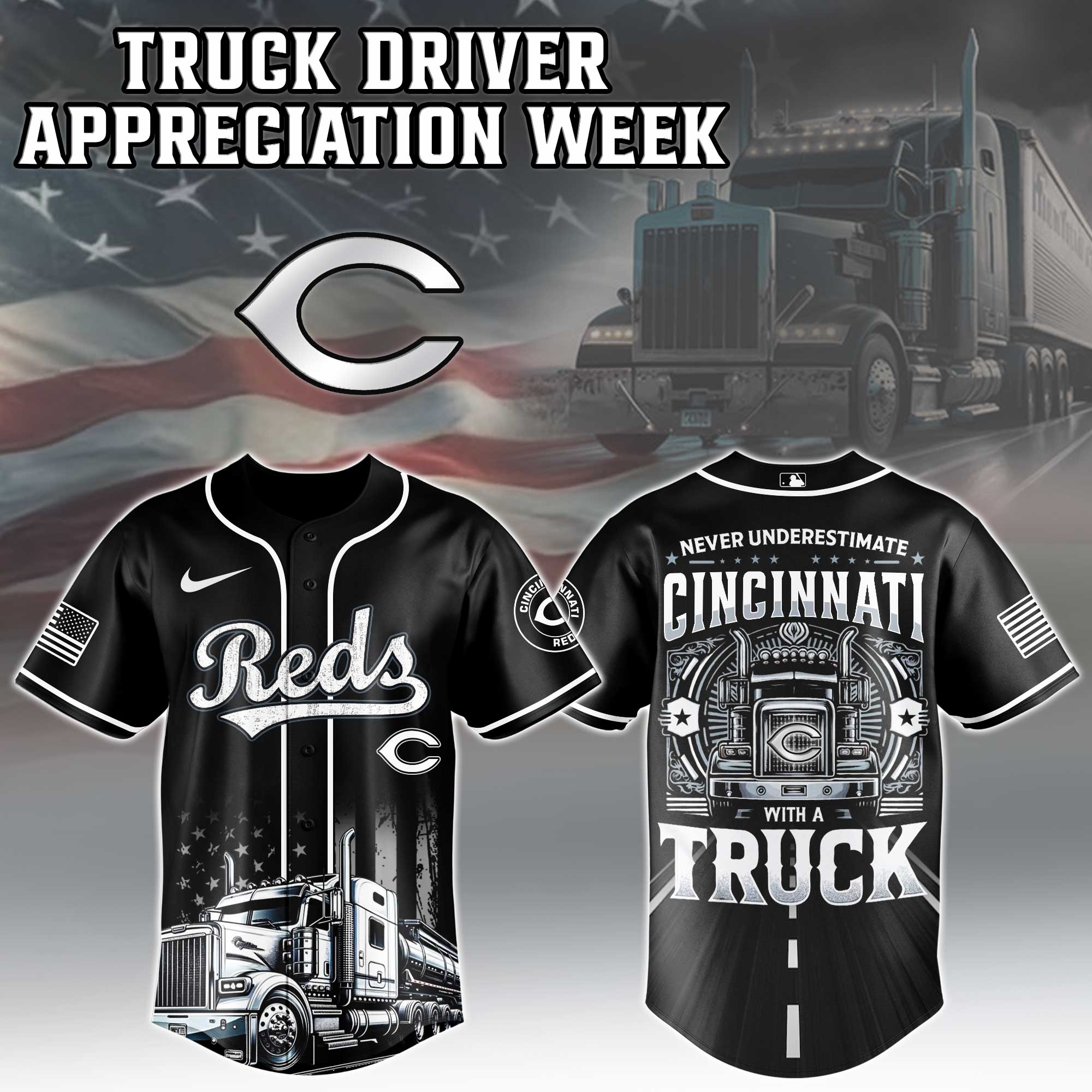 Cincinnati Reds  MLB X Nation Truck Driver Appreciation Week Limited Edition Jersey 2025 