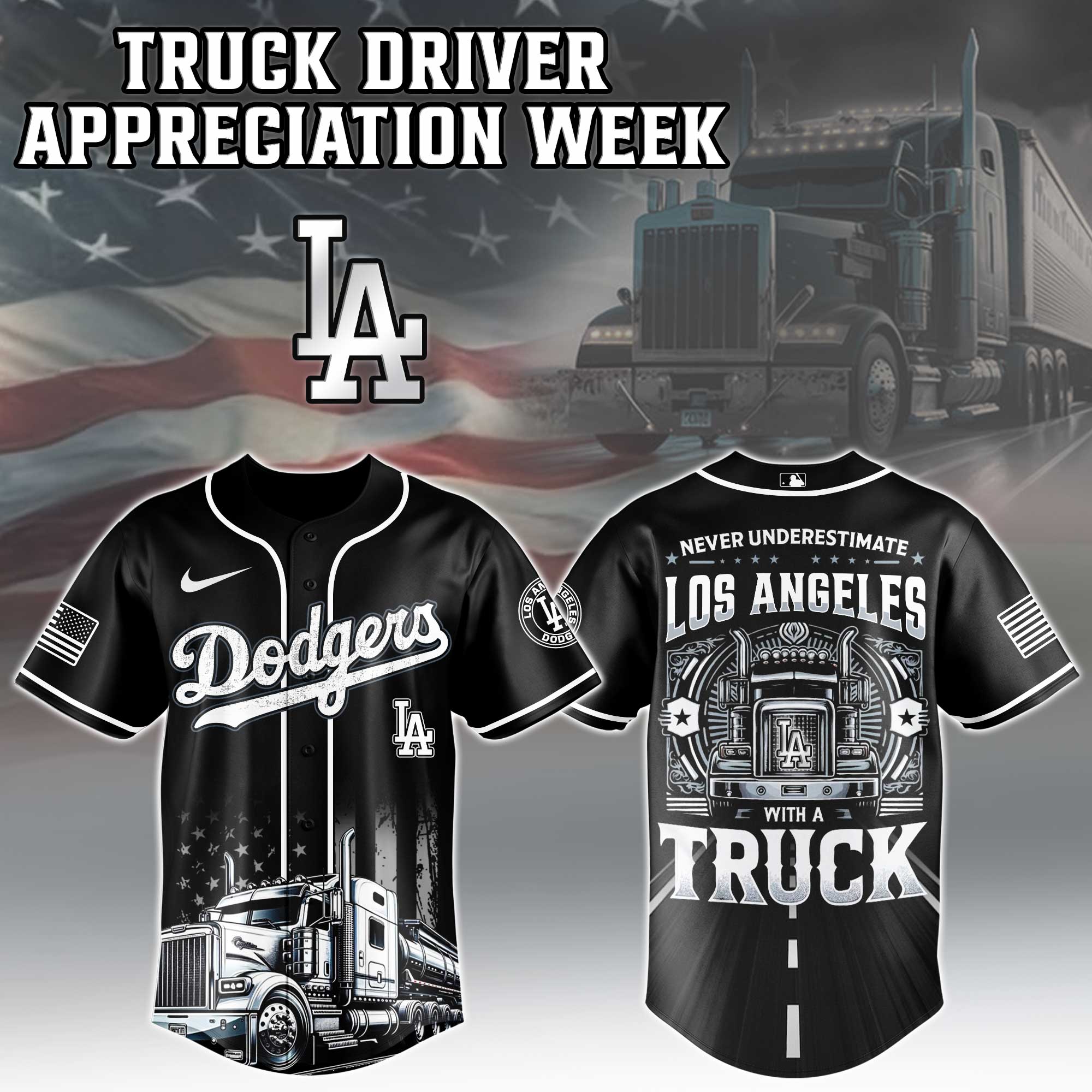 Los Angeles Dodgers  MLB X Nation Truck Driver Appreciation Week Limited Edition Jersey 2025 
