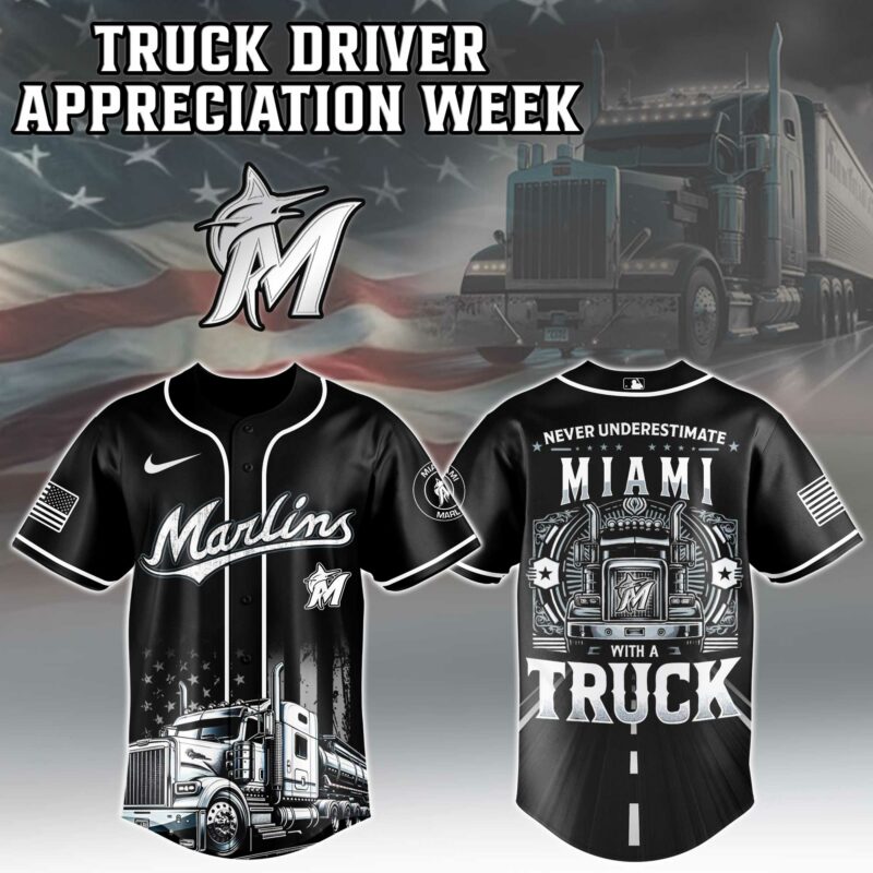Alternative view of Miami Marlins  MLB X Nation Truck Driver Appreciation Week Limited Edition Jersey 2025 