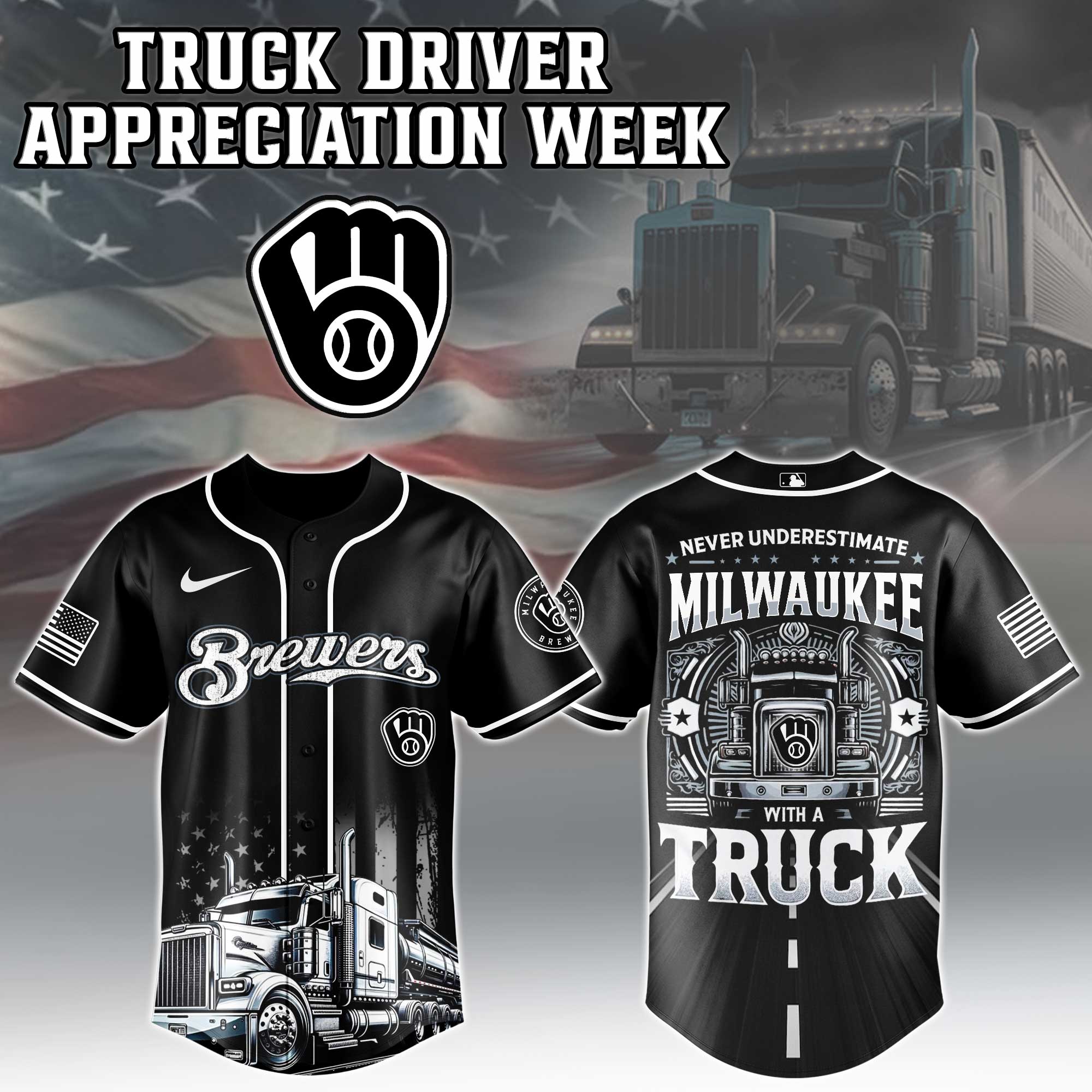 Milwaukee Brewers  MLB X Nation Truck Driver Appreciation Week Limited Edition Jersey 2025 