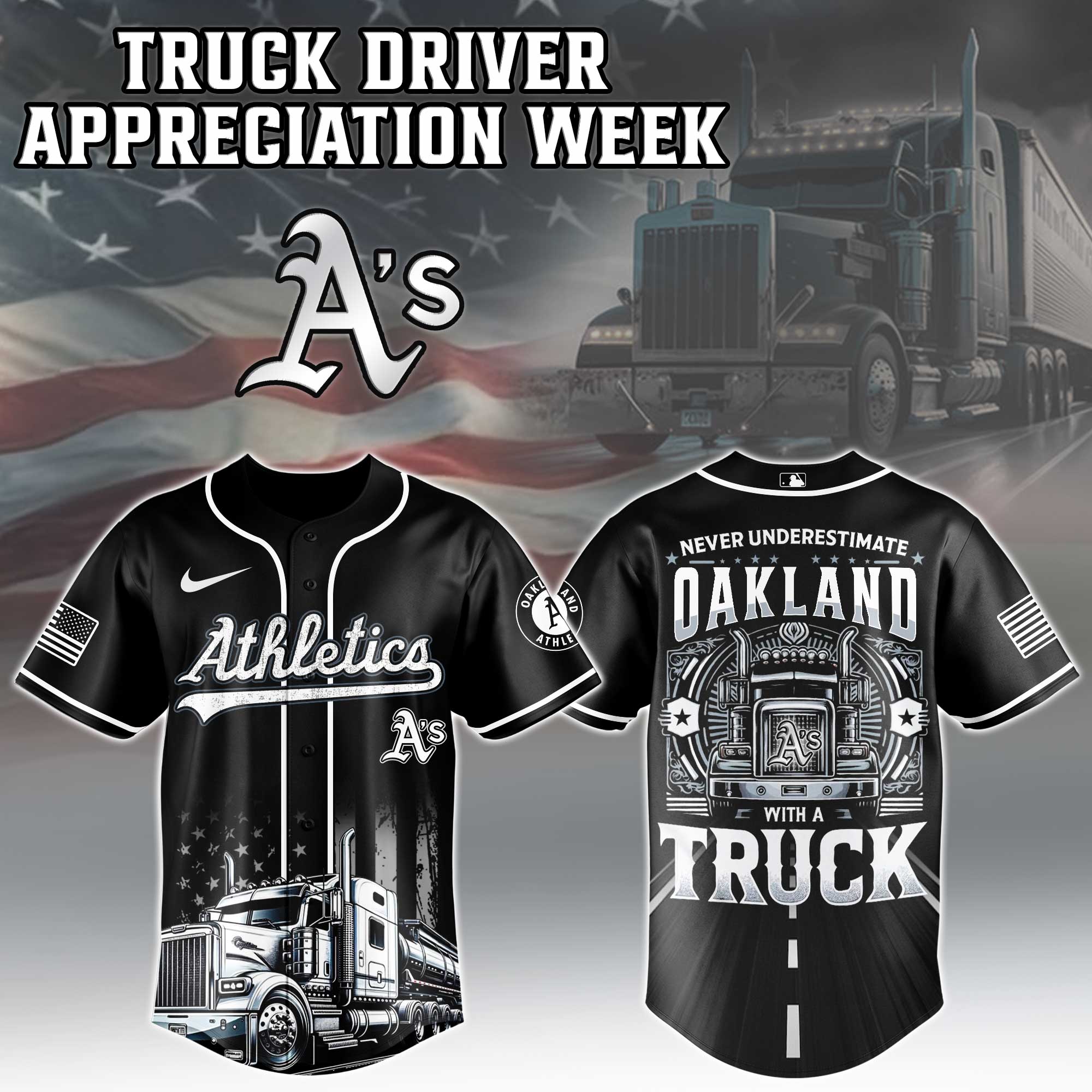 Oakland Athletics  MLB X Nation Truck Driver Appreciation Week Limited Edition Jersey 2025 