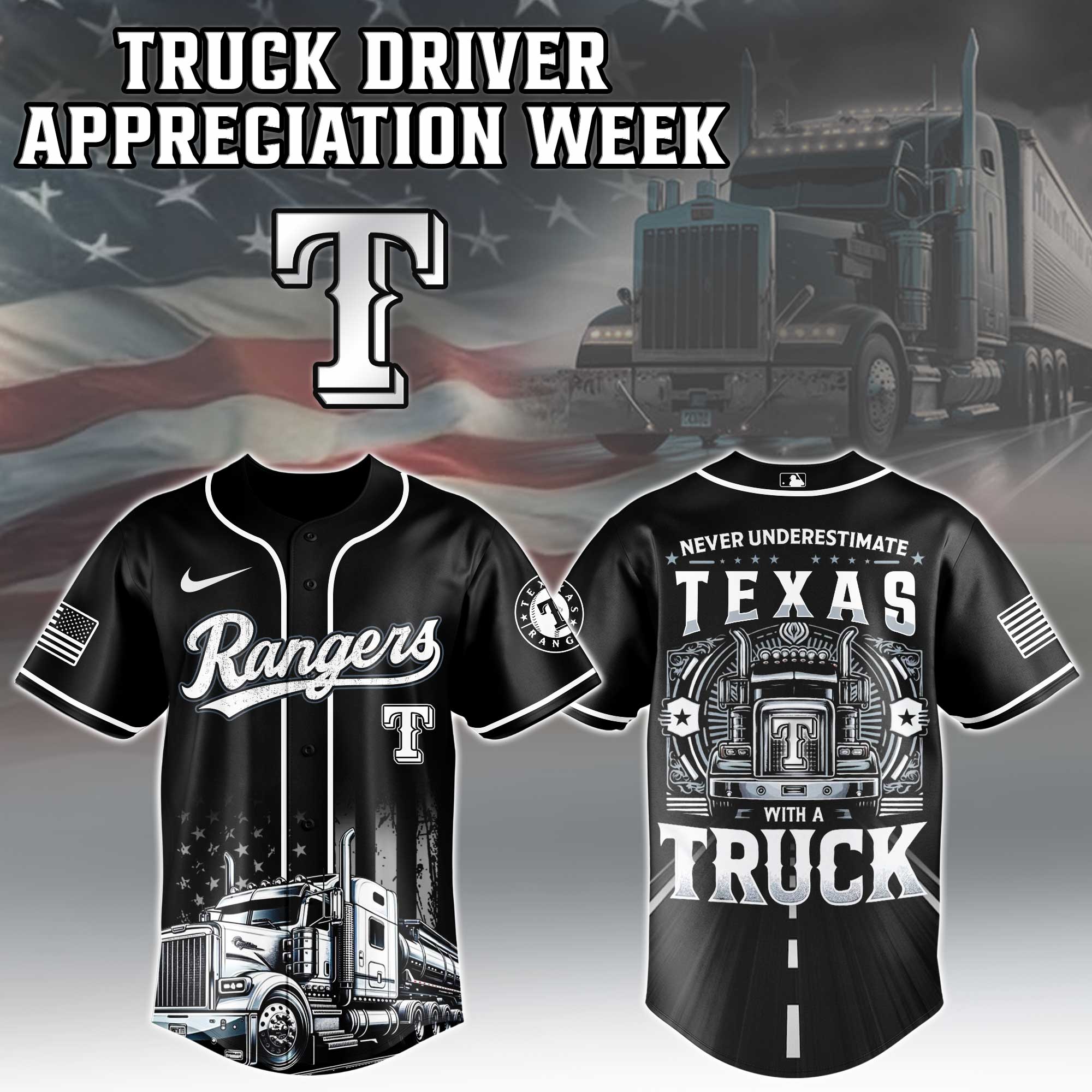 Texas Rangers  MLB X Nation Truck Driver Appreciation Week Limited Edition Jersey 2025 