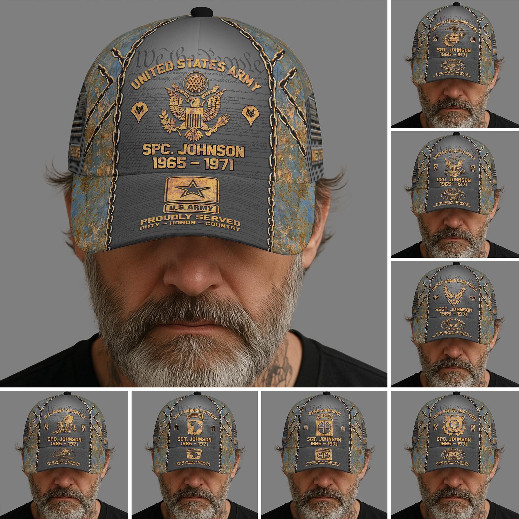 US Veteran Cap Custom Military, Name And Year, Military Veteran Cap, Military Gifts For Dad ETRG-0214885