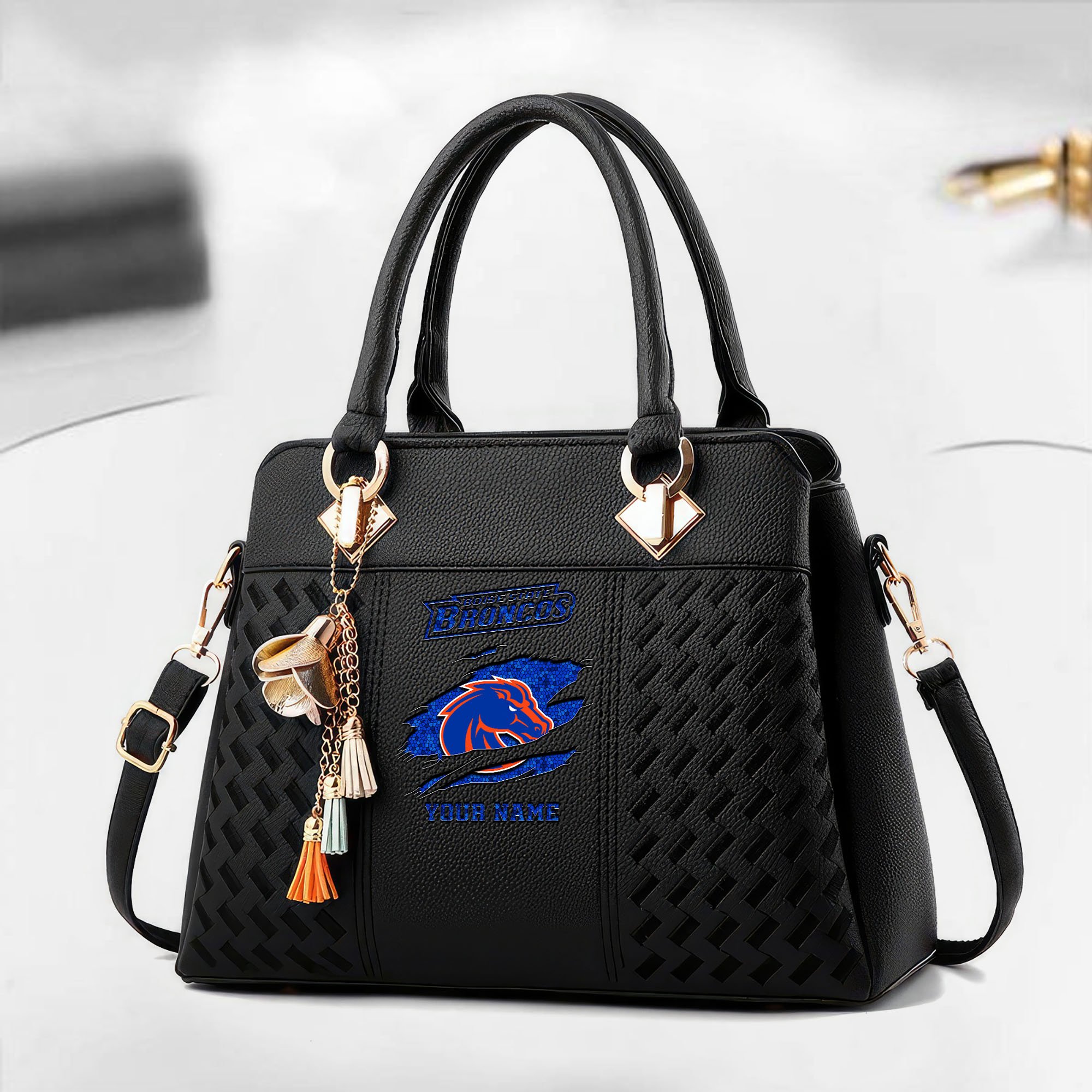 Boise State Broncos Deluxe Handbag For Women Custom Your Name 2025 Versions, Sport Deluxe Handbag EHIVM-05222308A