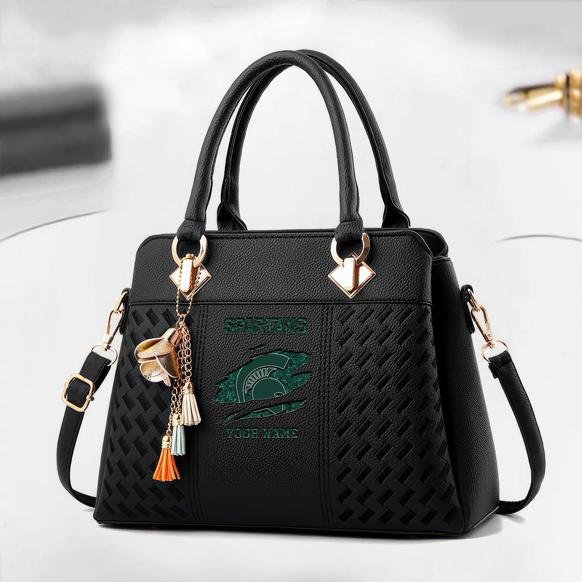 Michigan State Spartans Deluxe Handbag For Women Custom Your Name 2025 Versions, Sport Deluxe Handbag EHIVM-05222308A