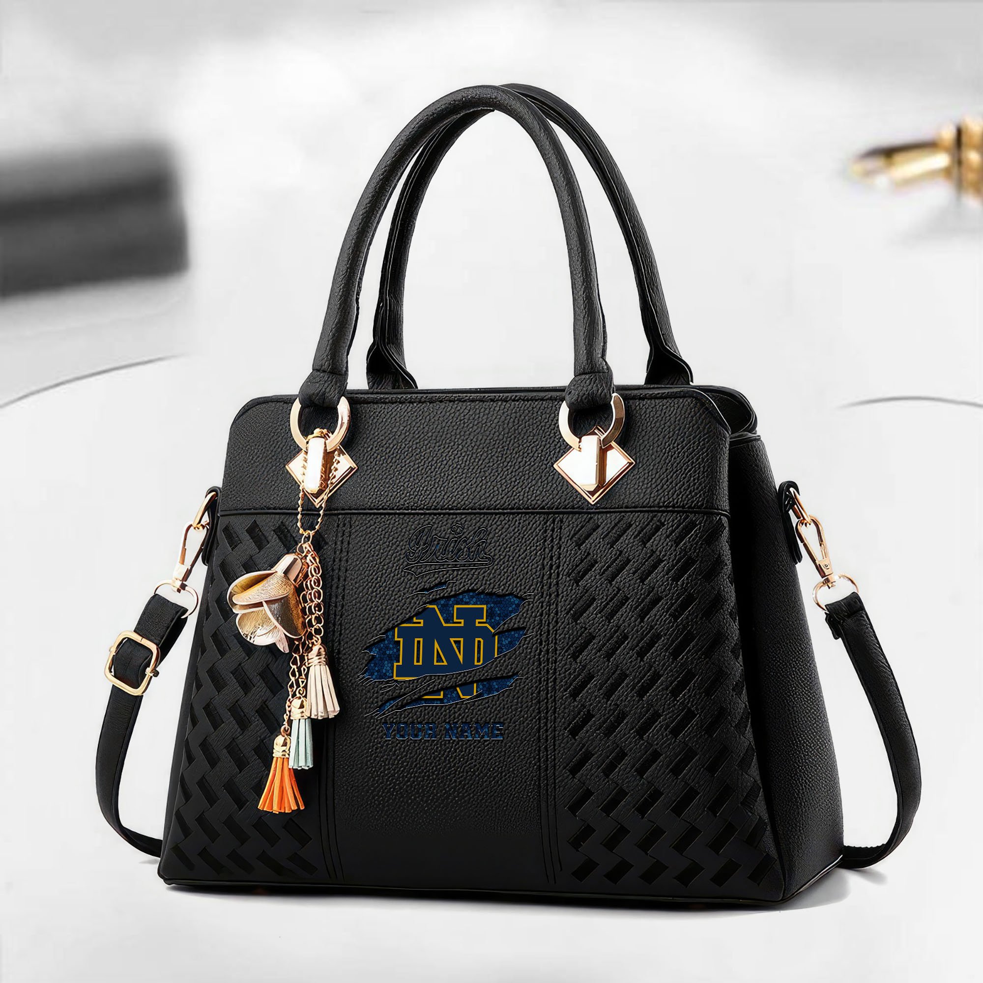 Notre Dame Fighting Irish Deluxe Handbag For Women Custom Your Name 2025 Versions, Sport Deluxe Handbag EHIVM-05222308A
