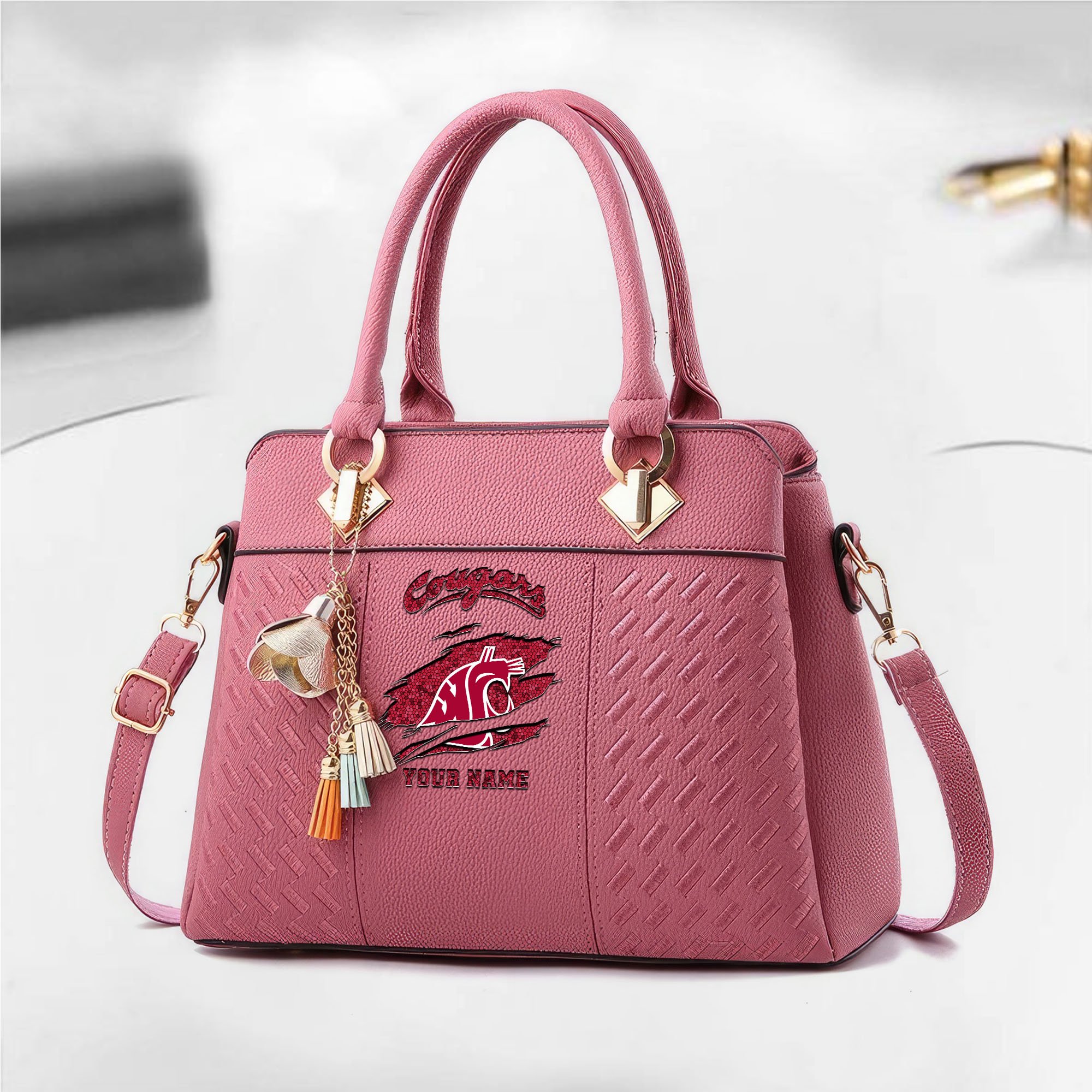 Alternative view of Washington State Cougars Deluxe Handbag For Women Custom Your Name 2025 Versions, Sport Deluxe Handbag EHIVM-05222308A
