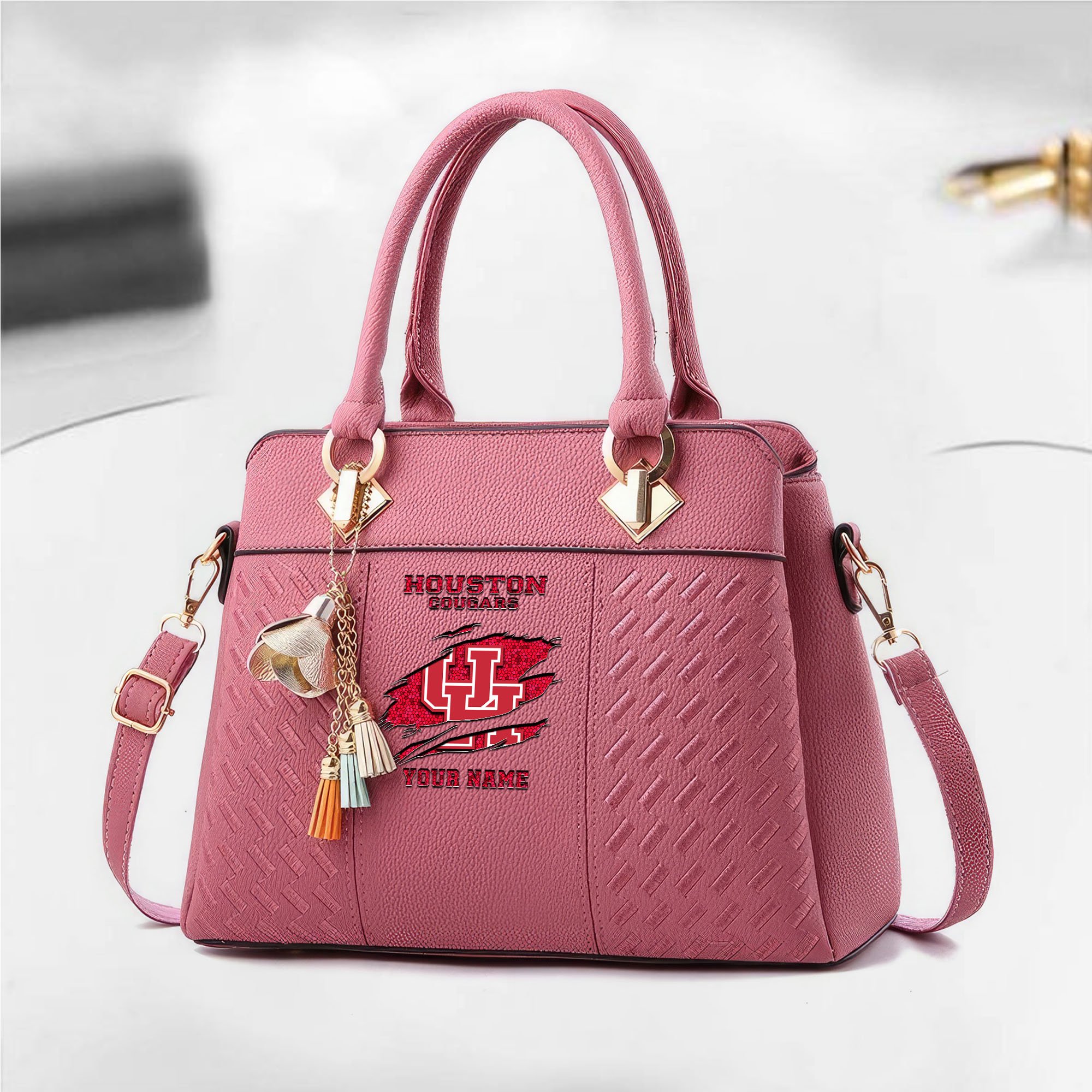 Alternative view of Houston Cougars Deluxe Handbag For Women Custom Your Name 2025 Versions, Sport Deluxe Handbag EHIVM-05222308A