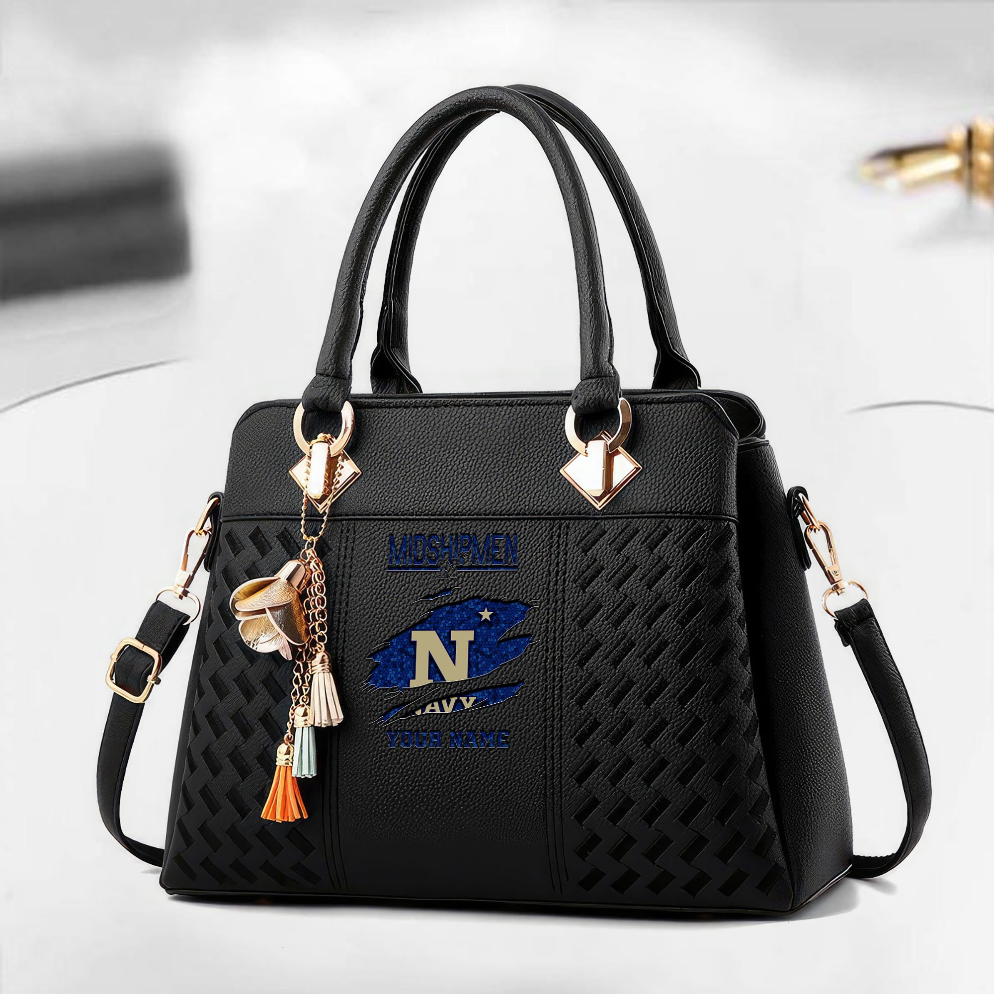 Navy Midshipmen Deluxe Handbag For Women Custom Your Name 2025 Versions, Sport Deluxe Handbag EHIVM-05222308A