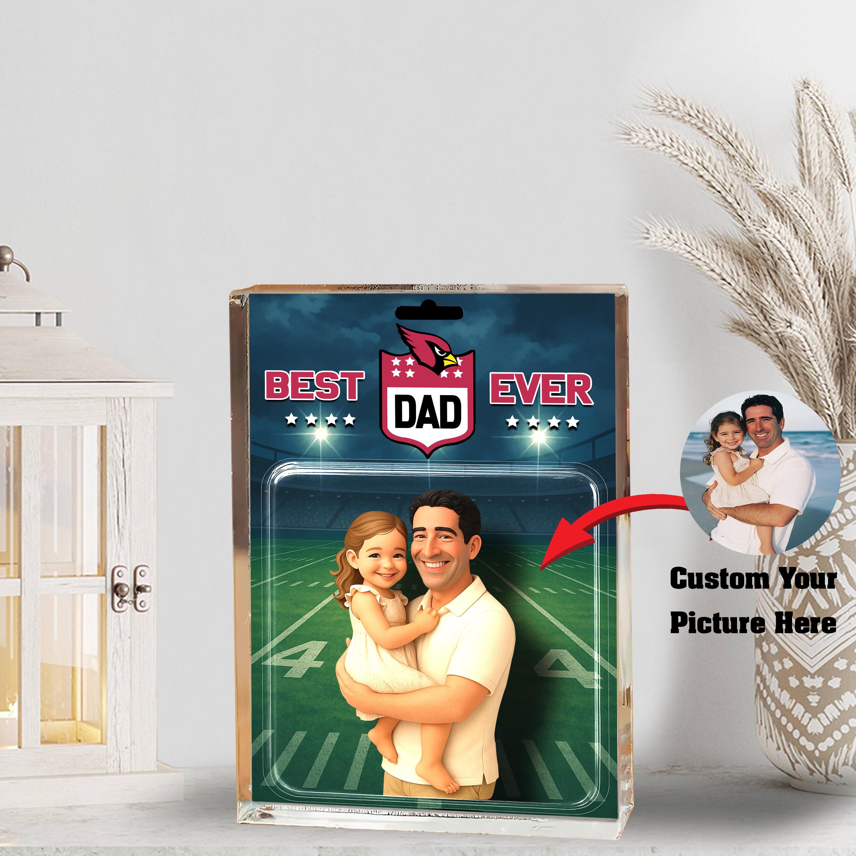 Arizona Cardinals Best Dad Shape Acrylic Blocks Custom Your Image , Sport Gifts For Dad, Home Decorations EHIVM-05192287