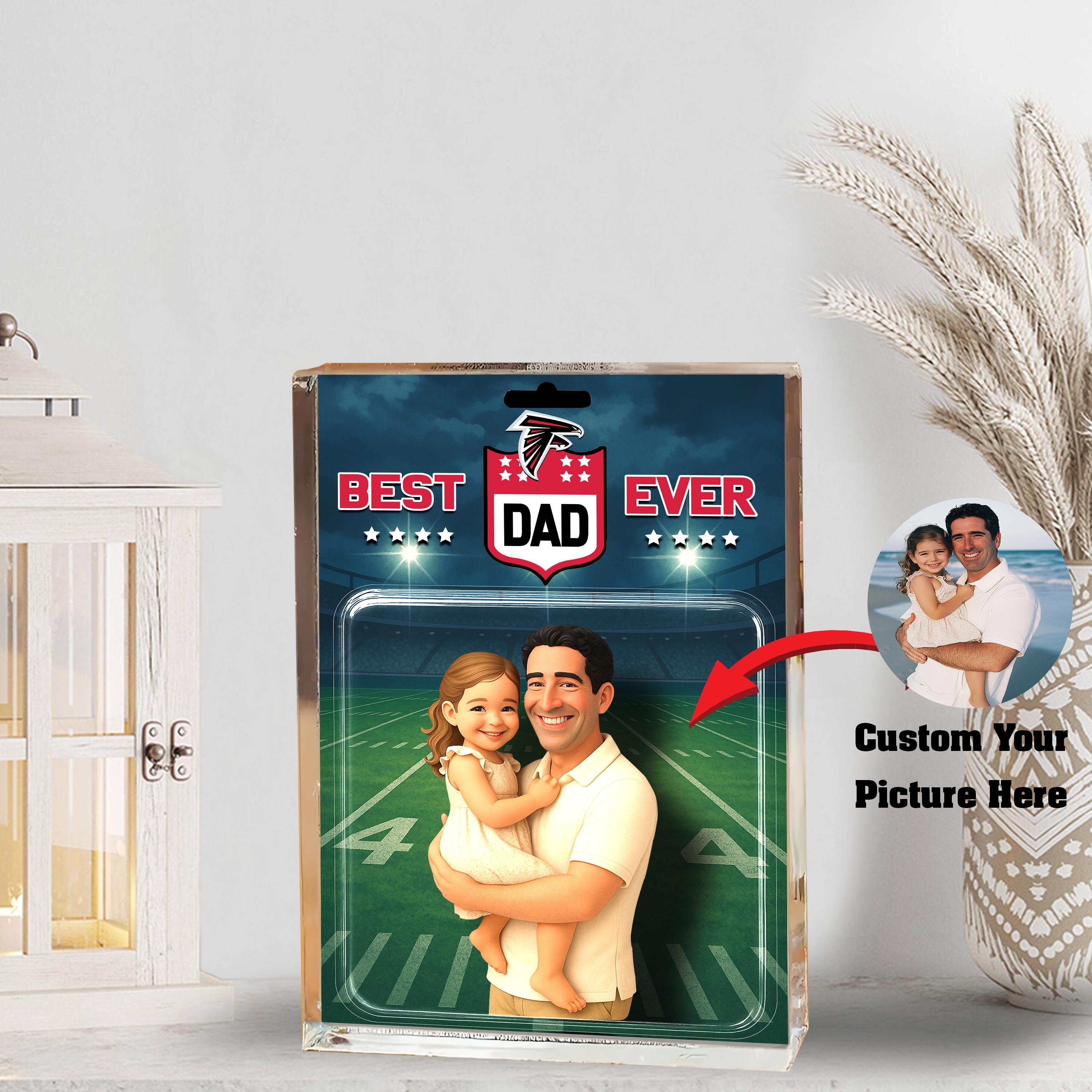 Atlanta Falcons Best Dad Shape Acrylic Blocks Custom Your Image , Sport Gifts For Dad, Home Decorations EHIVM-05192287