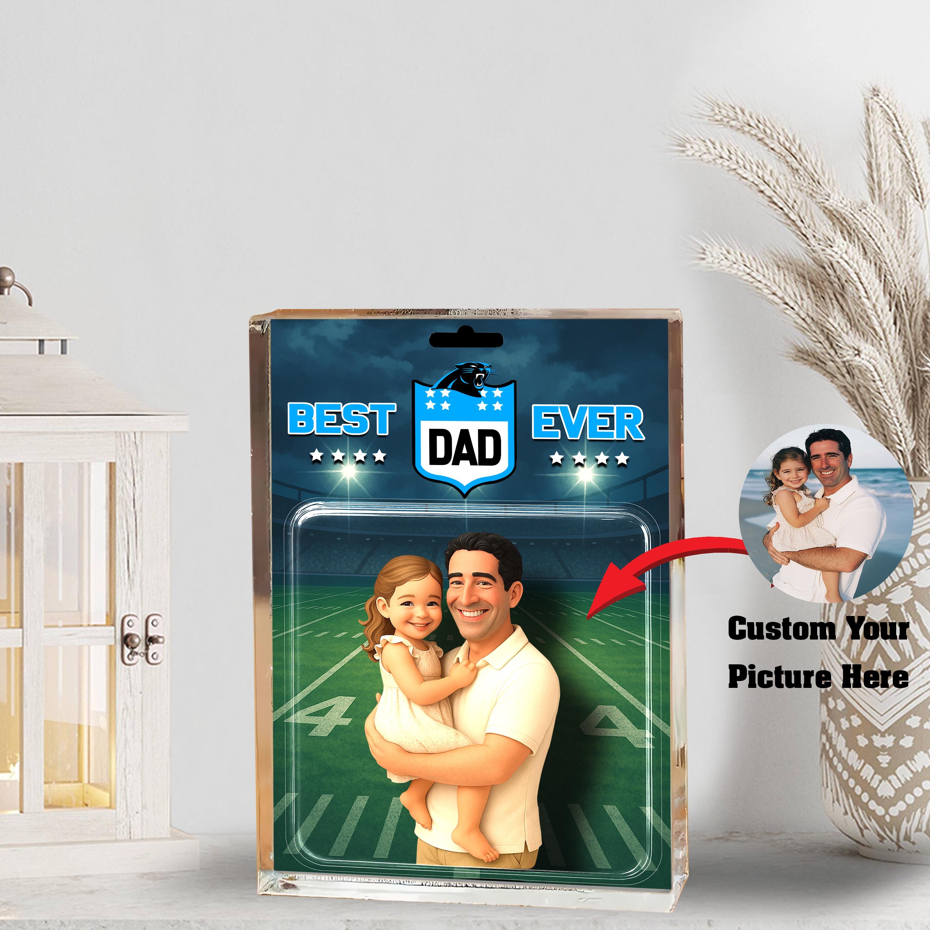 Carolina Panthers Best Dad Shape Acrylic Blocks Custom Your Image , Sport Gifts For Dad, Home Decorations EHIVM-05192287