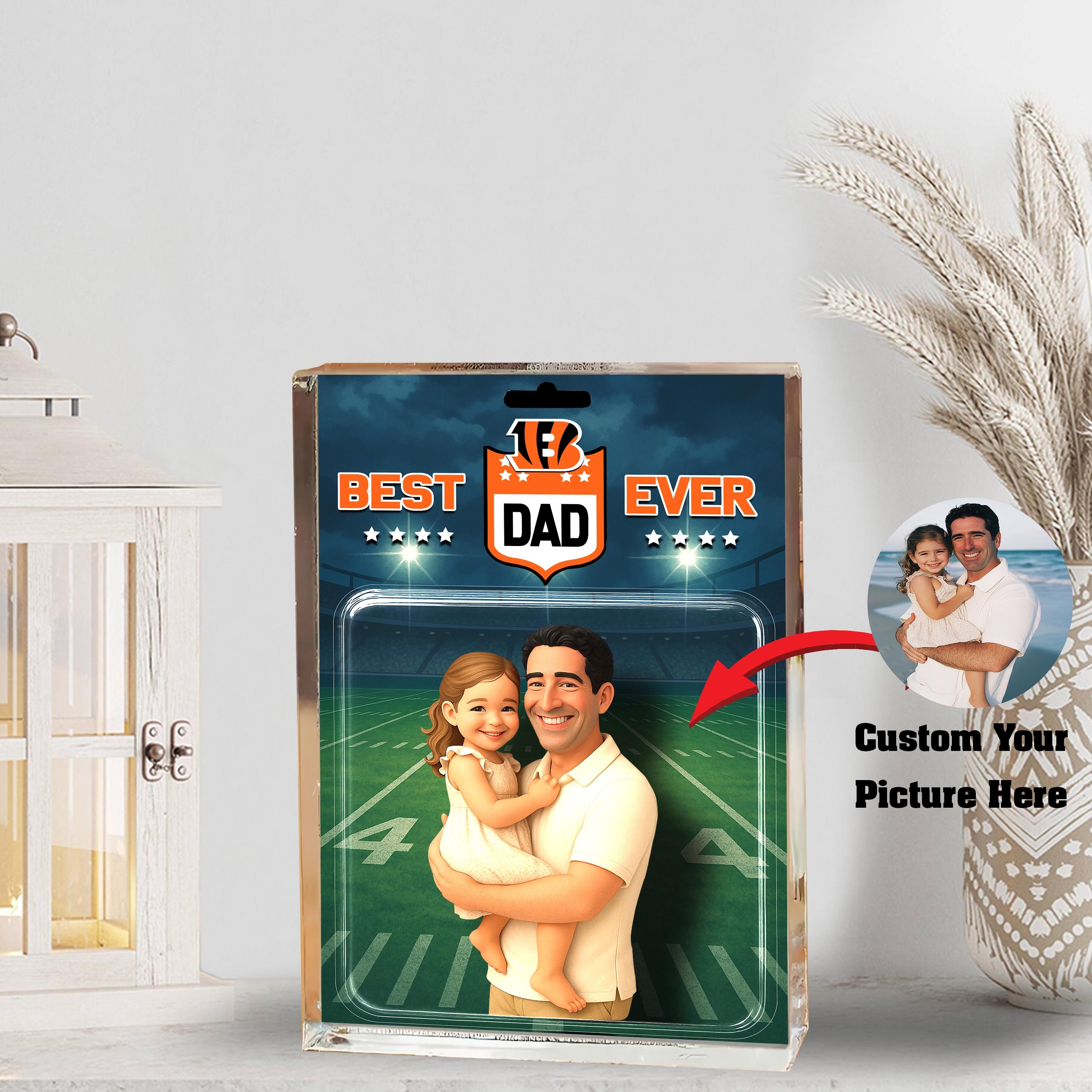 Cincinnati Bengals Best Dad Shape Acrylic Blocks Custom Your Image , Sport Gifts For Dad, Home Decorations EHIVM-05192287