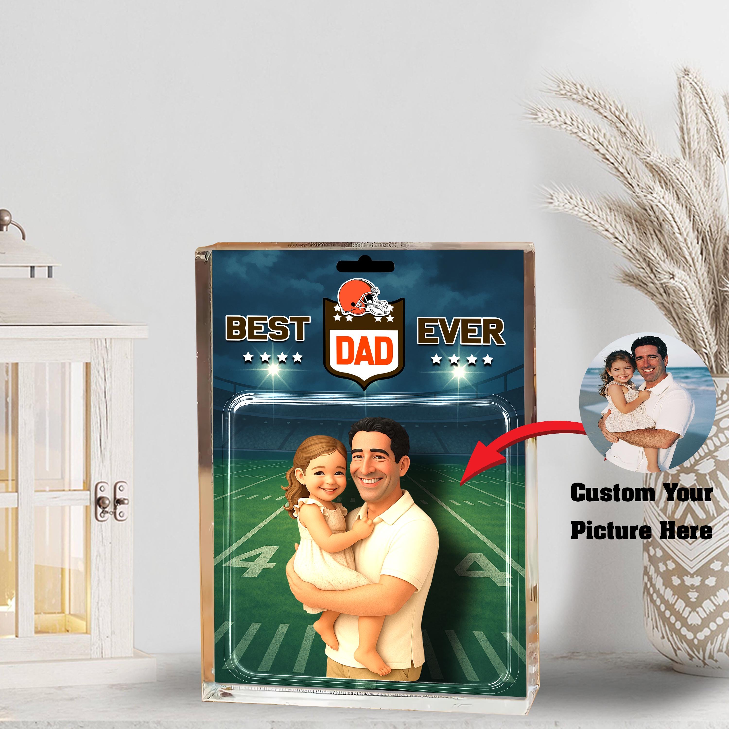 Cleveland Browns Best Dad Shape Acrylic Blocks Custom Your Image , Sport Gifts For Dad, Home Decorations EHIVM-05192287