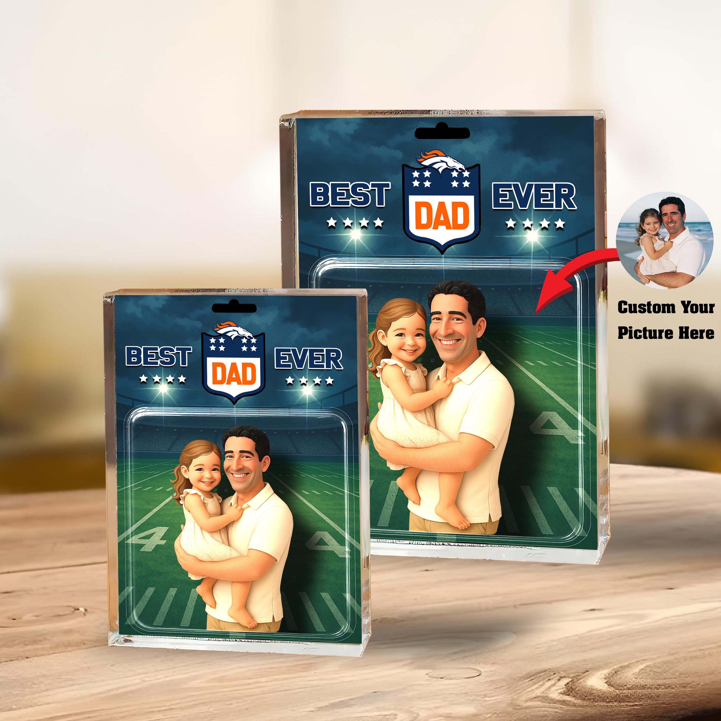 Alternative view of Denver Broncos Best Dad Shape Acrylic Blocks Custom Your Image , Sport Gifts For Dad, Home Decorations EHIVM-05192287