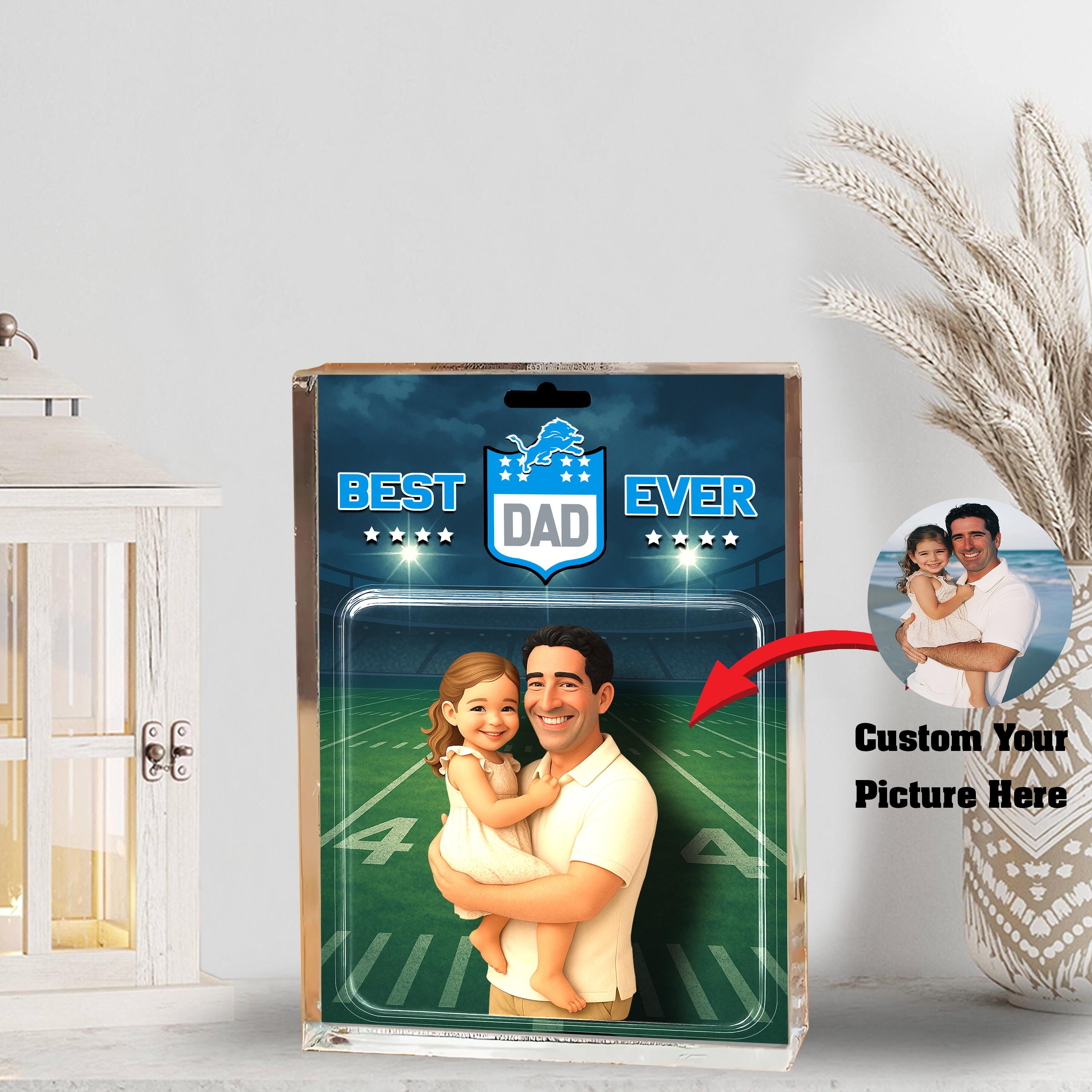 Detroit Lions Best Dad Shape Acrylic Blocks Custom Your Image , Sport Gifts For Dad, Home Decorations EHIVM-05192287