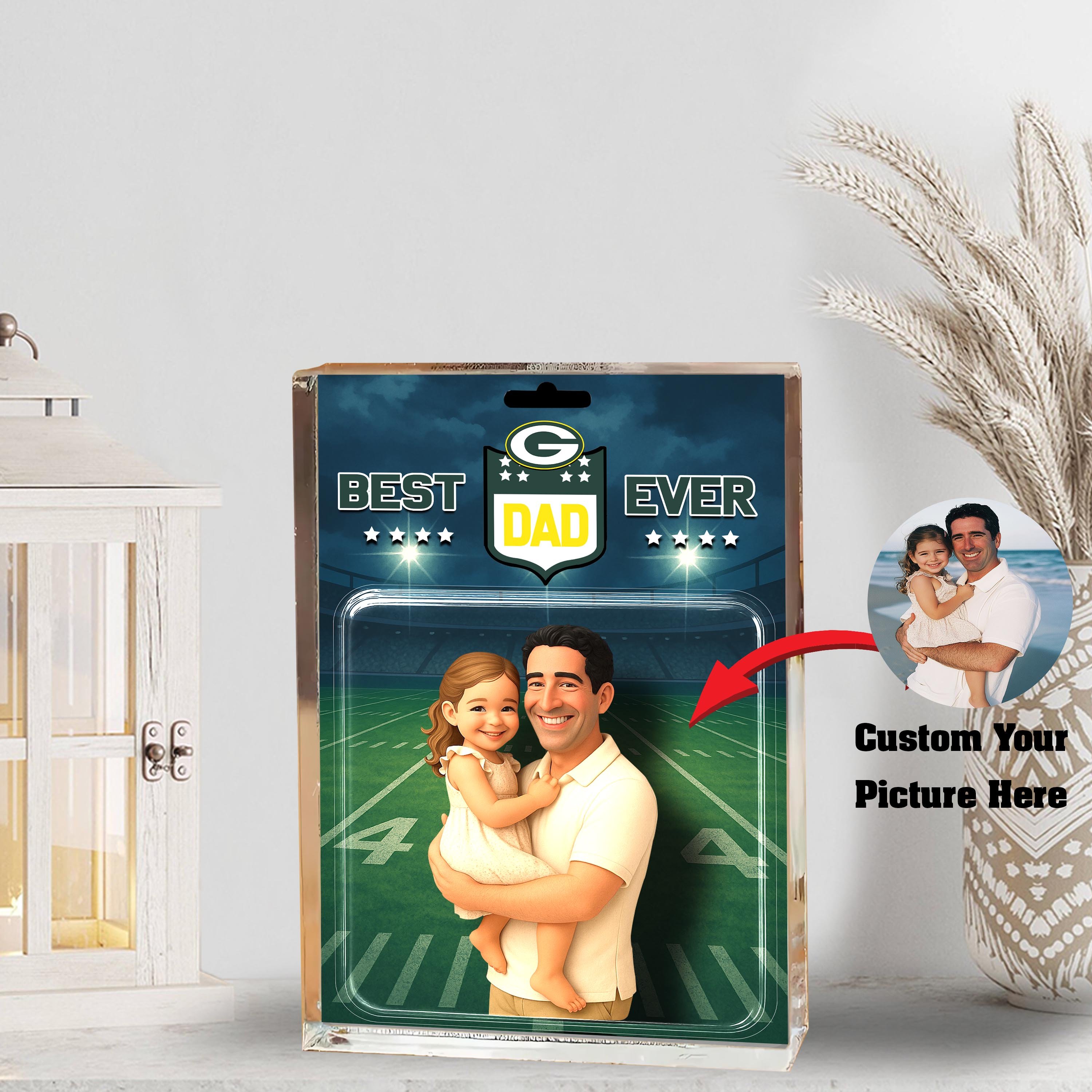 Green Bay Packers Best Dad Shape Acrylic Blocks Custom Your Image , Sport Gifts For Dad, Home Decorations EHIVM-05192287