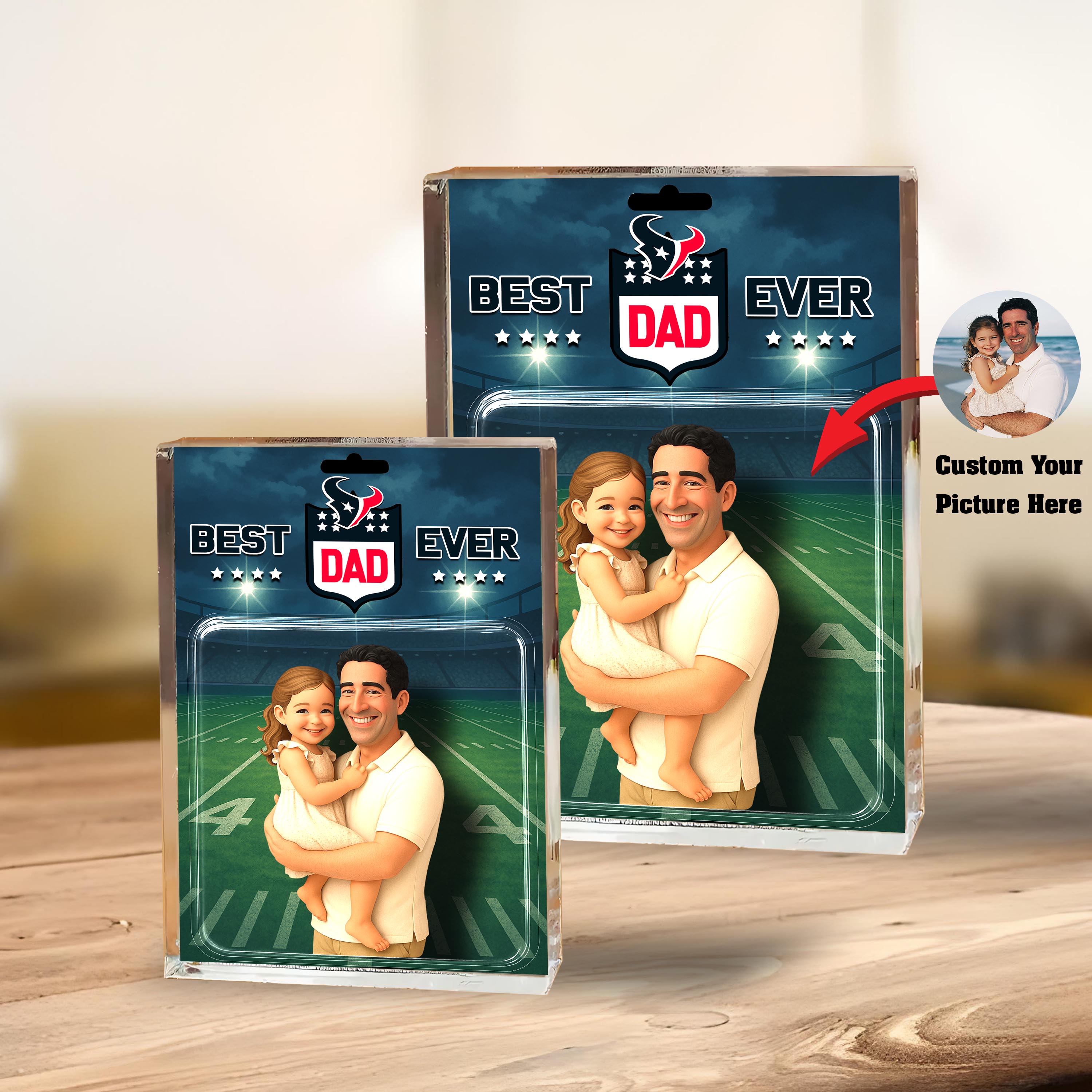 Alternative view of Houston Texans Best Dad Shape Acrylic Blocks Custom Your Image , Sport Gifts For Dad, Home Decorations EHIVM-05192287