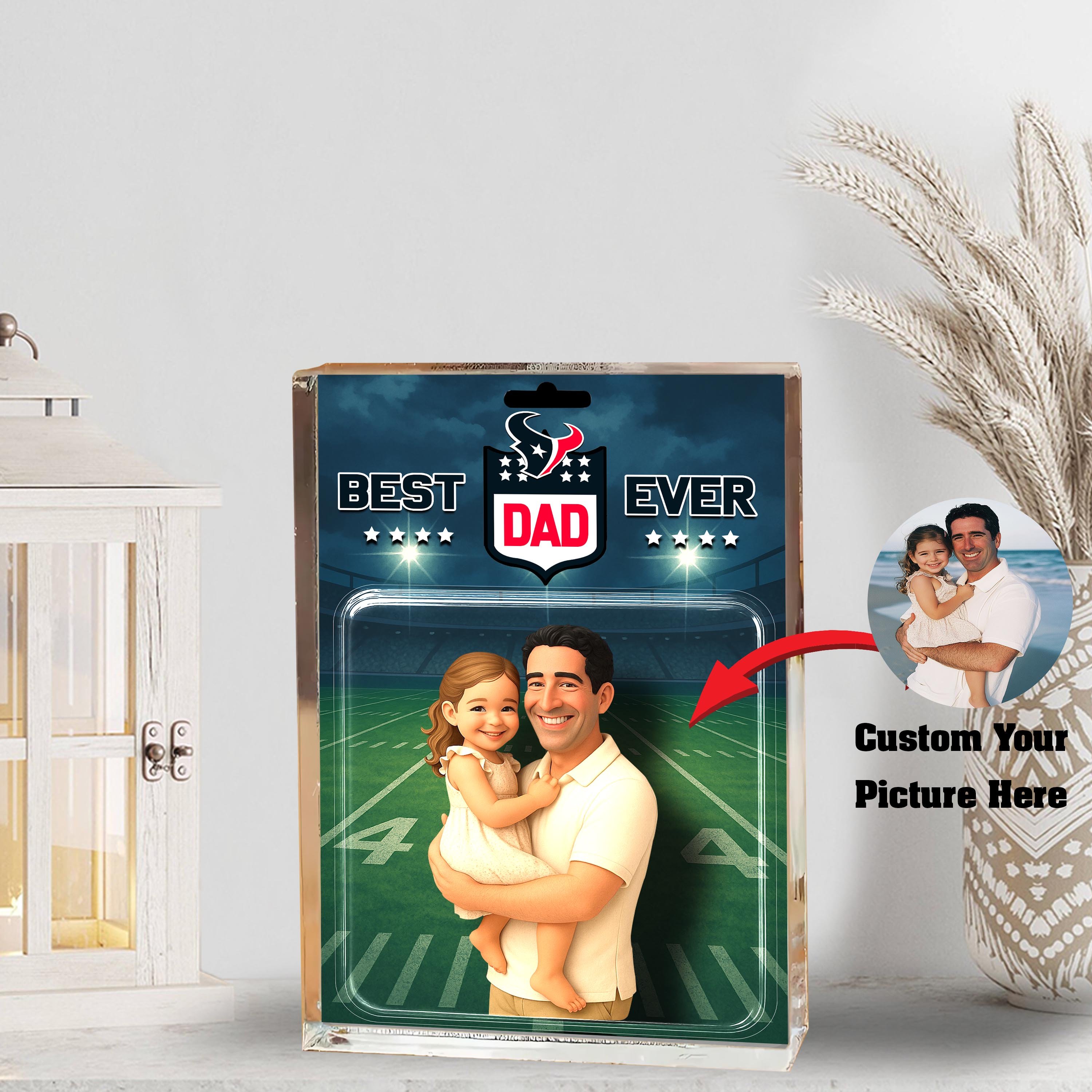 Houston Texans Best Dad Shape Acrylic Blocks Custom Your Image , Sport Gifts For Dad, Home Decorations EHIVM-05192287