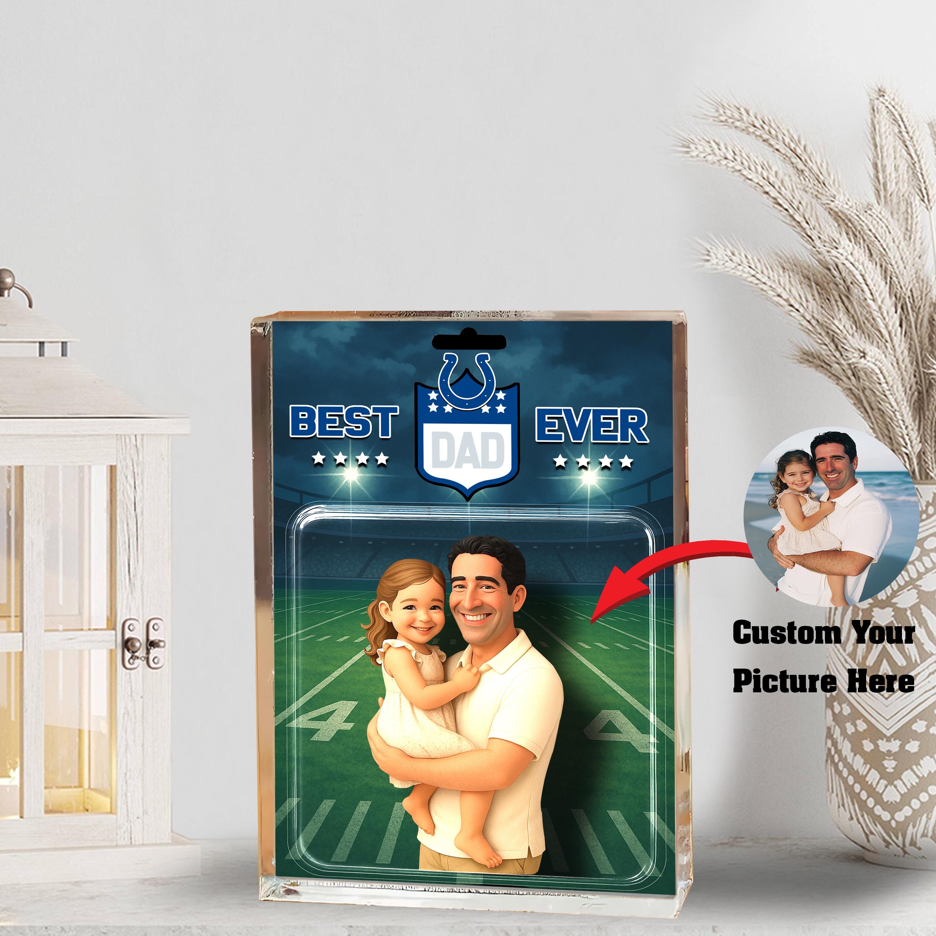 Indianapolis Colts Best Dad Shape Acrylic Blocks Custom Your Image , Sport Gifts For Dad, Home Decorations EHIVM-05192287