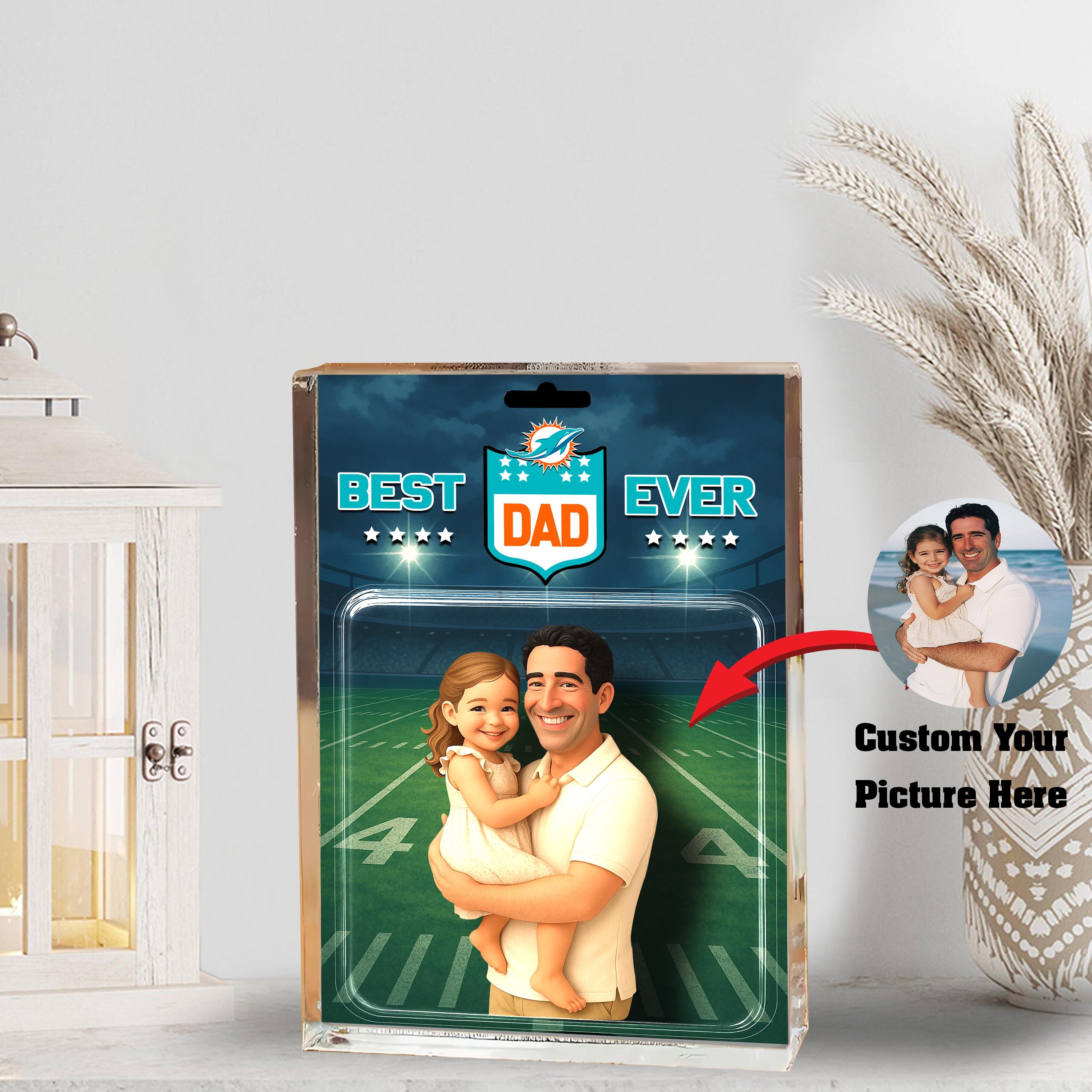 Miami Dolphins Best Dad Shape Acrylic Blocks Custom Your Image , Sport Gifts For Dad, Home Decorations EHIVM-05192287