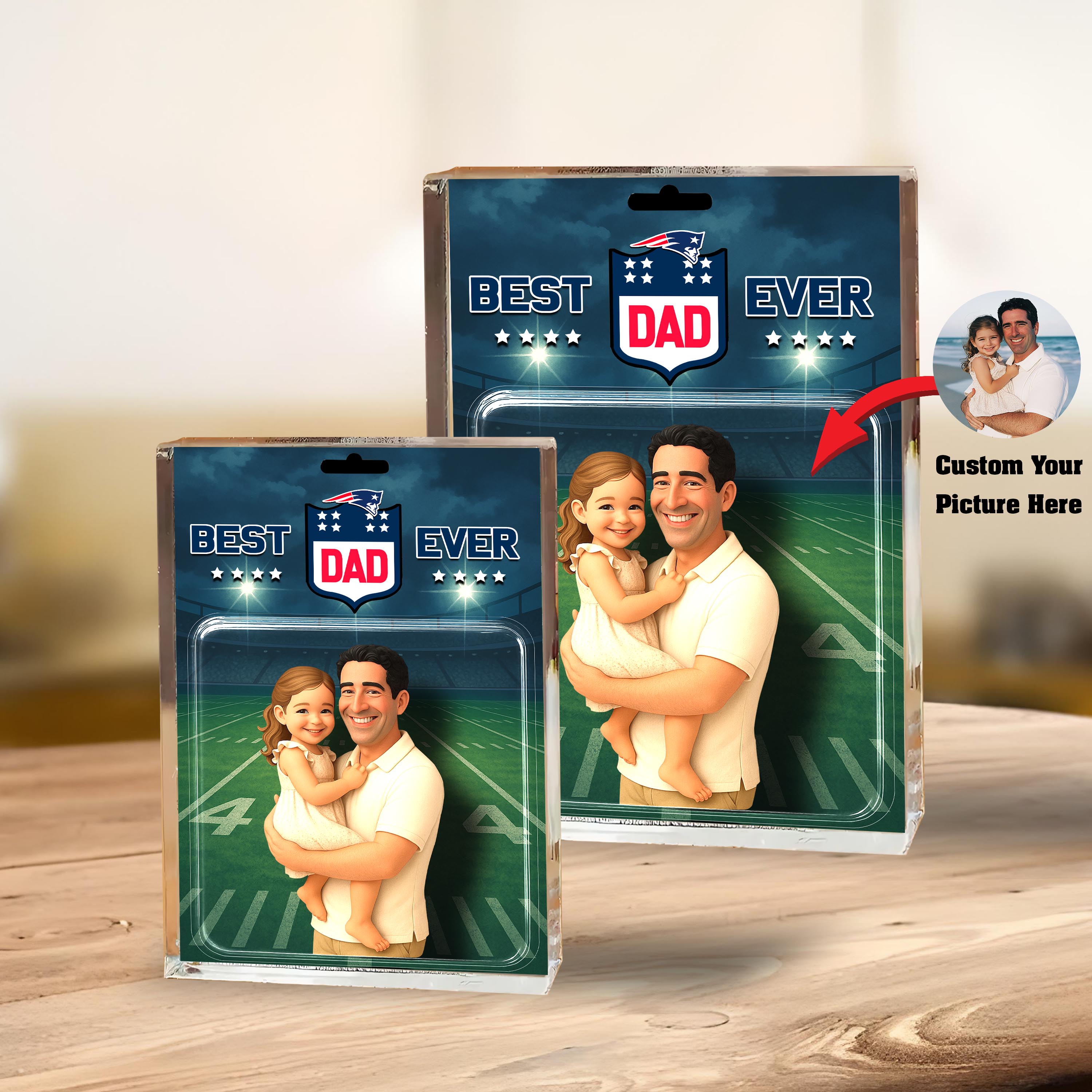 Alternative view of New England Patriots Best Dad Shape Acrylic Blocks Custom Your Image , Sport Gifts For Dad, Home Decorations EHIVM-05192287