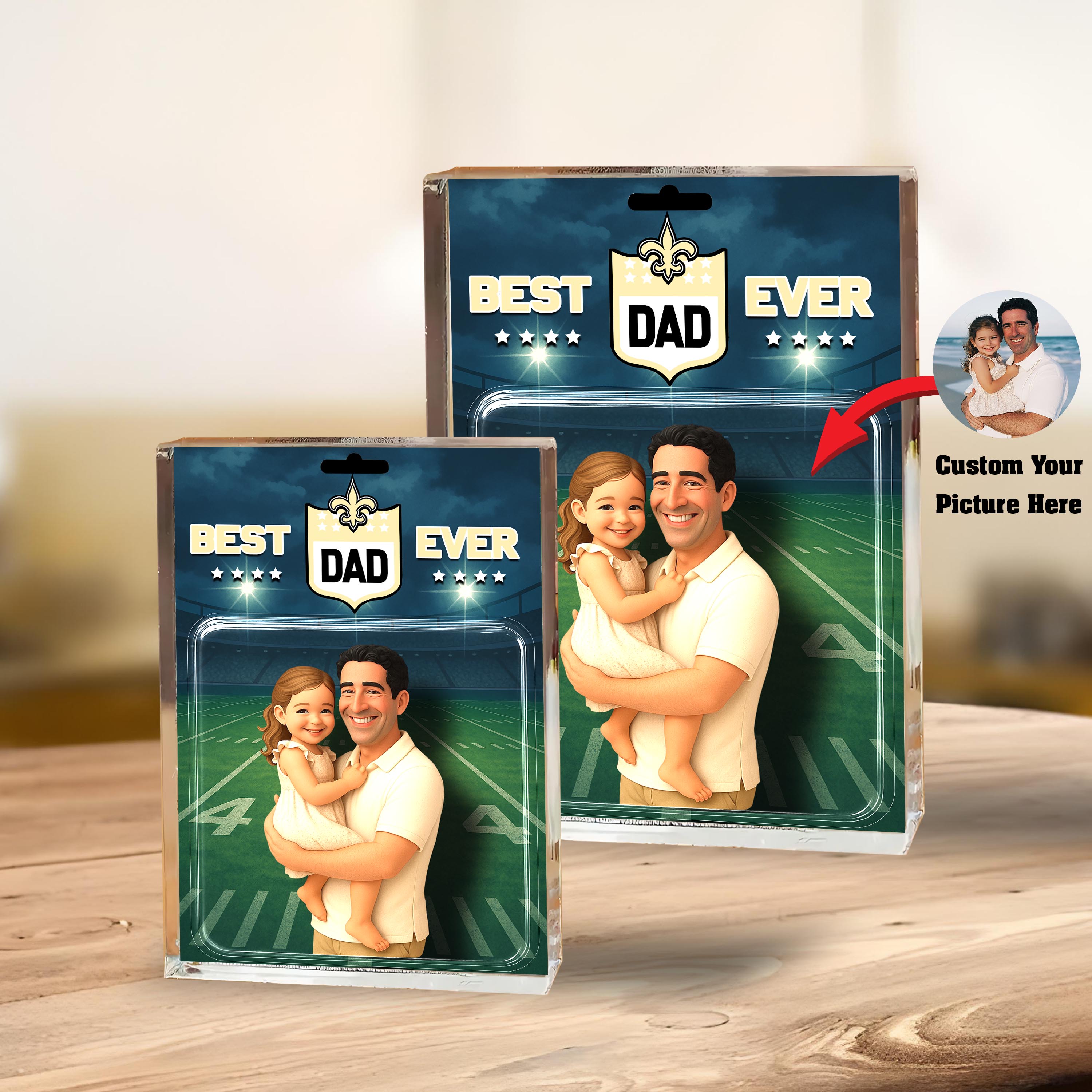 Alternative view of New Orleans Saints Best Dad Shape Acrylic Blocks Custom Your Image , Sport Gifts For Dad, Home Decorations EHIVM-05192287