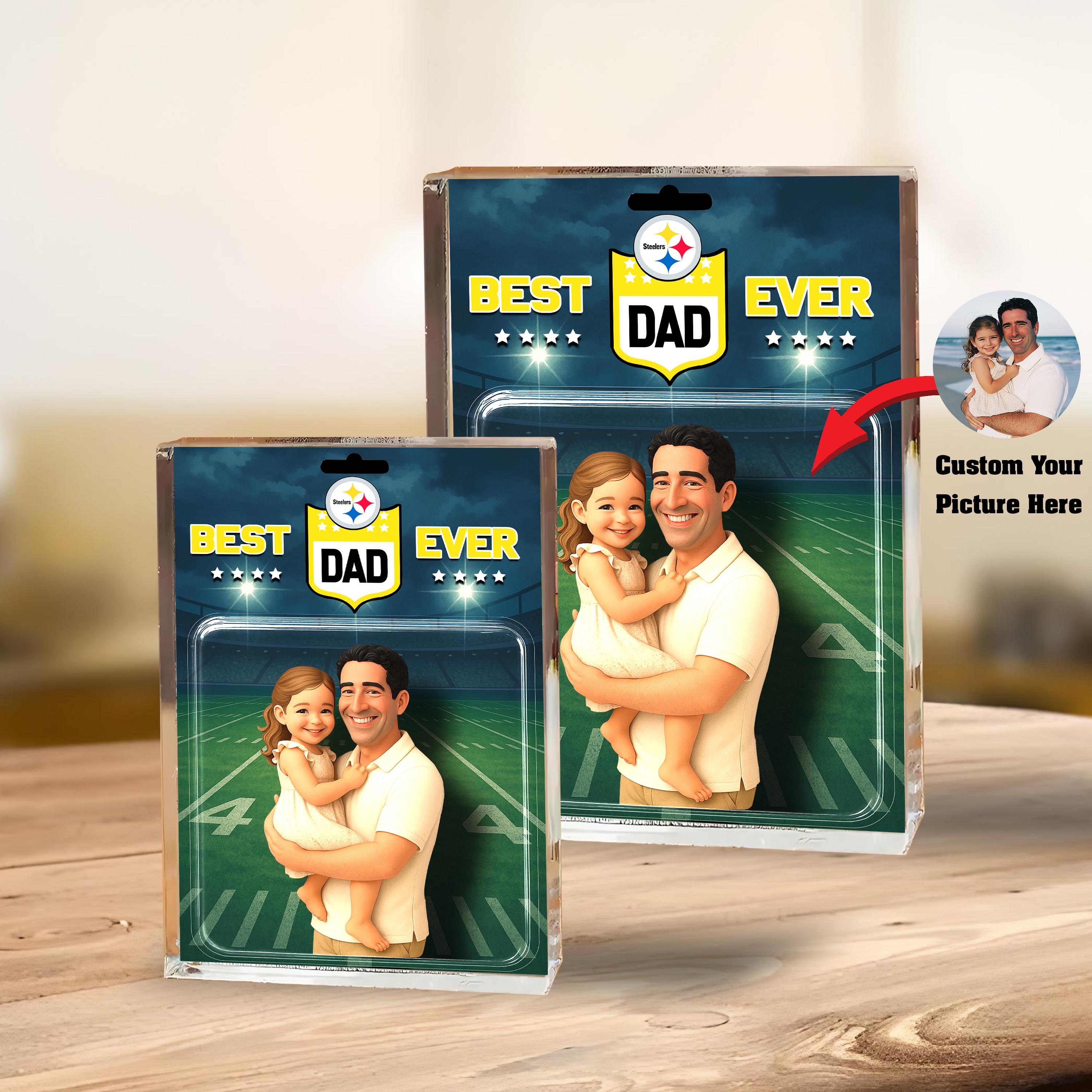 Alternative view of Pittsburgh Steelers Best Dad Shape Acrylic Blocks Custom Your Image , Sport Gifts For Dad, Home Decorations EHIVM-05192287