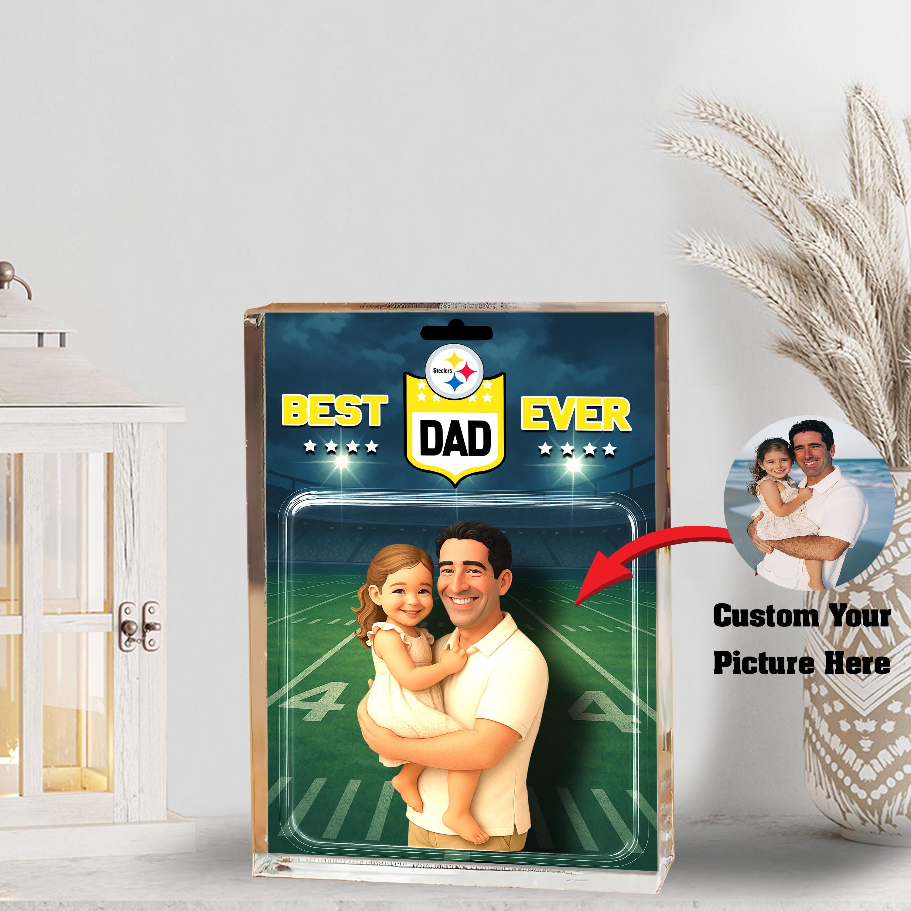 Pittsburgh Steelers Best Dad Shape Acrylic Blocks Custom Your Image , Sport Gifts For Dad, Home Decorations EHIVM-05192287
