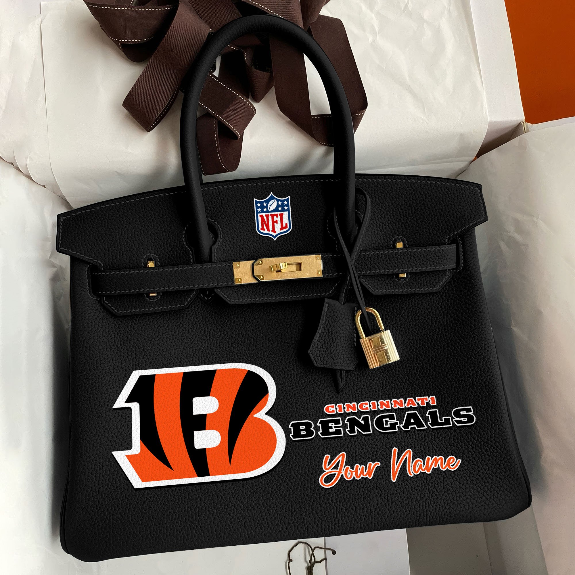 Cincinnati Bengals Deluxe Handbag For Women Custom Your Name 2025 Versions, Sport Deluxe Handbag EHIVM-04011572N