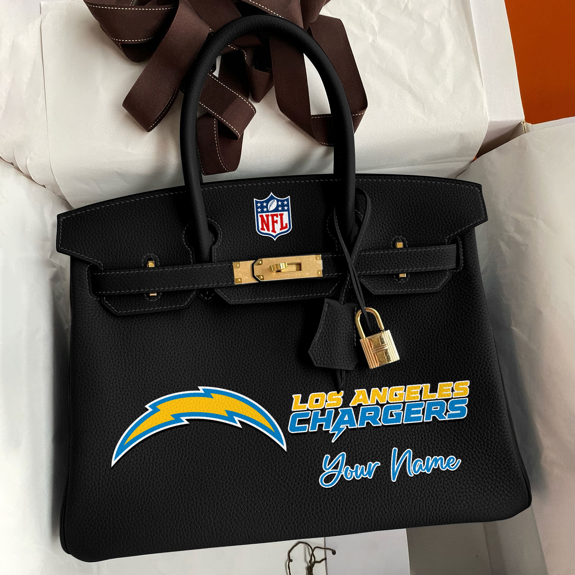 Los Angeles Chargers Deluxe Handbag For Women Custom Your Name 2025 Versions, Sport Deluxe Handbag EHIVM-04011572N