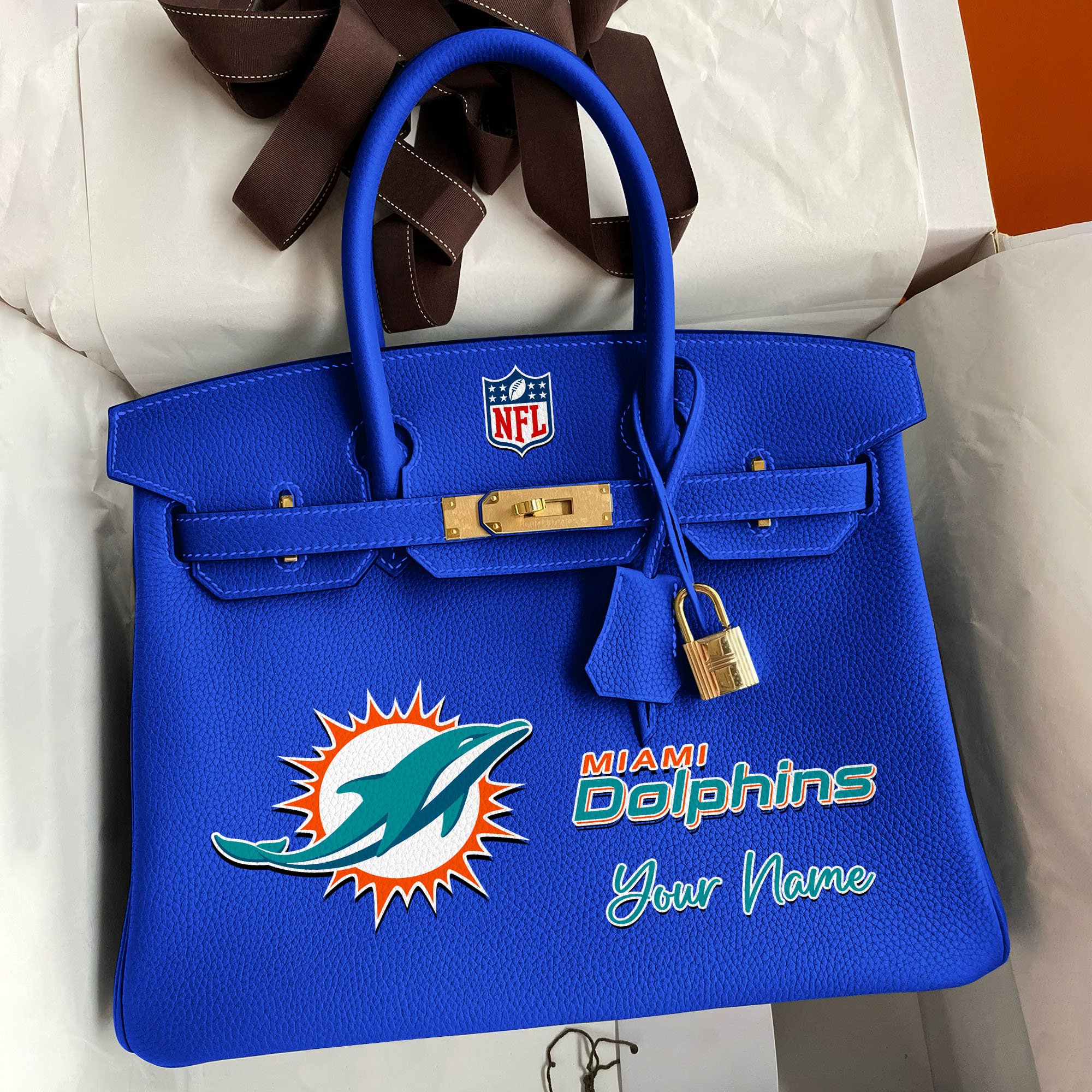 Alternative view of Miami Dolphins Deluxe Handbag For Women Custom Your Name 2025 Versions, Sport Deluxe Handbag EHIVM-04011572N
