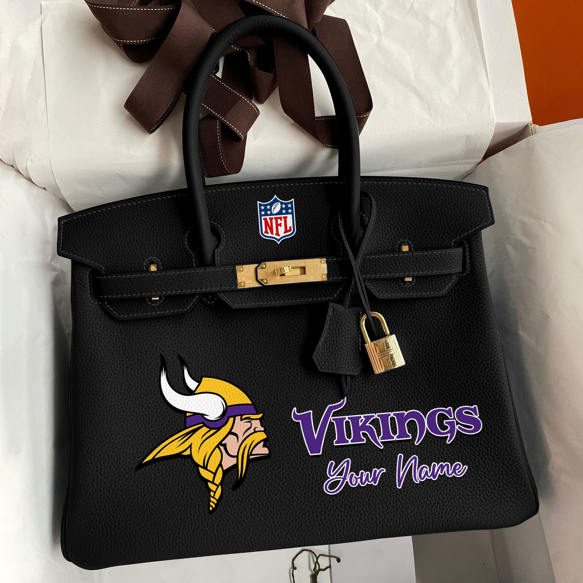 Minnesota Vikings Deluxe Handbag For Women Custom Your Name 2025 Versions, Sport Deluxe Handbag EHIVM-04011572N