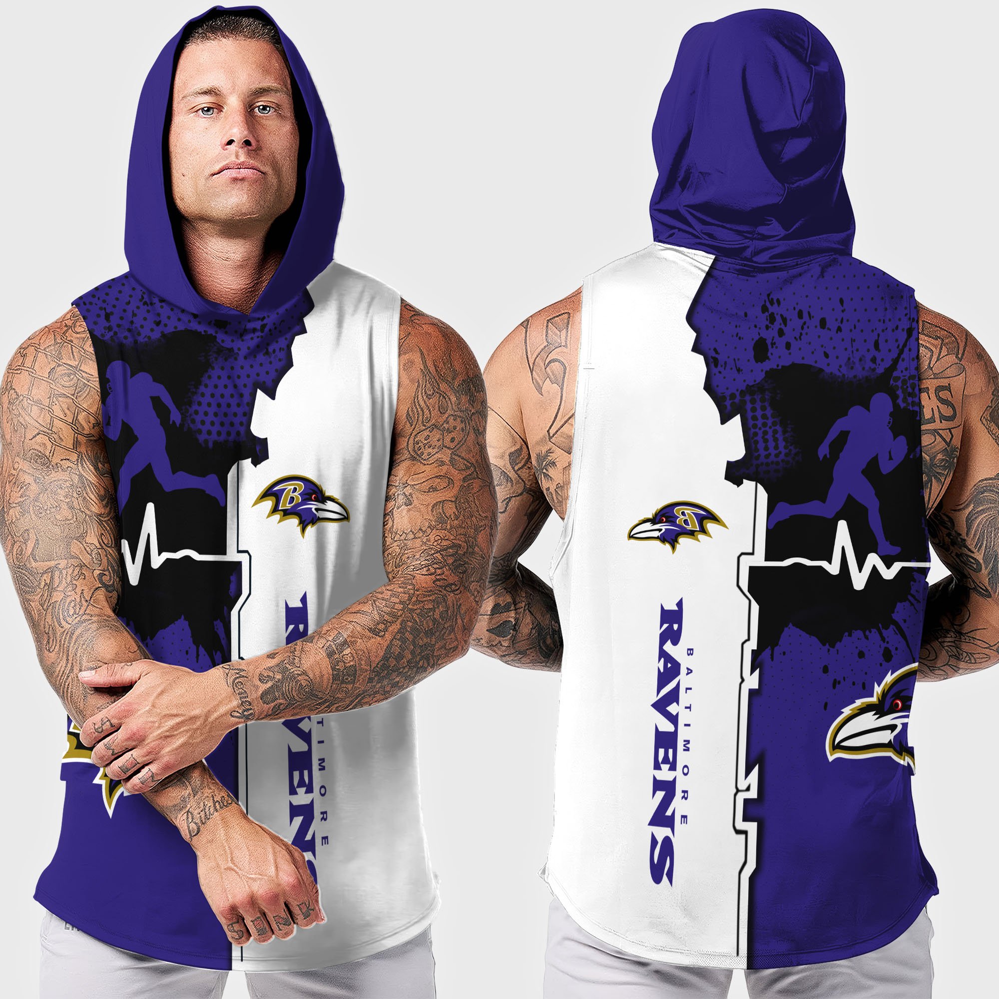 Alternative view of Baltimore Ravens Hoodie Tanktop Custom Your Name, Football Team Hoodie Tanktop, Gift For Football Lovers EHIVM-04101736N