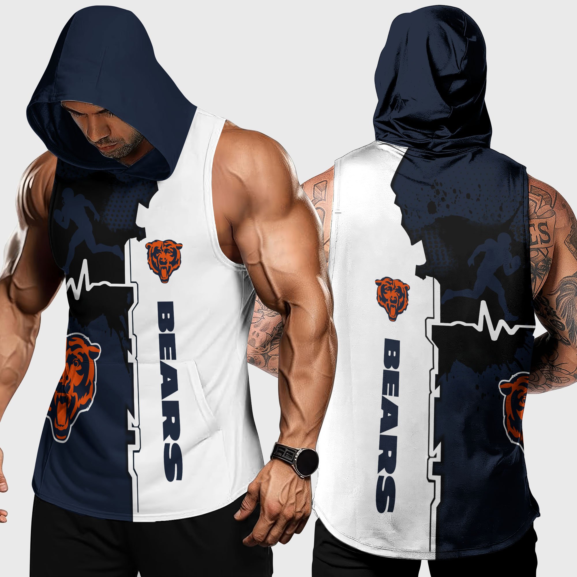 Chicago Bears Hoodie Tanktop Custom Your Name, Football Team Hoodie Tanktop, Gift For Football Lovers EHIVM-04101736N