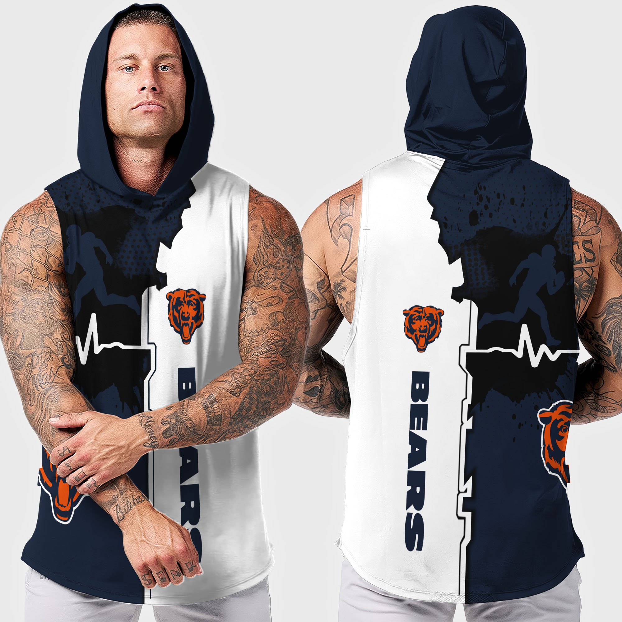 Alternative view of Chicago Bears Hoodie Tanktop Custom Your Name, Football Team Hoodie Tanktop, Gift For Football Lovers EHIVM-04101736N
