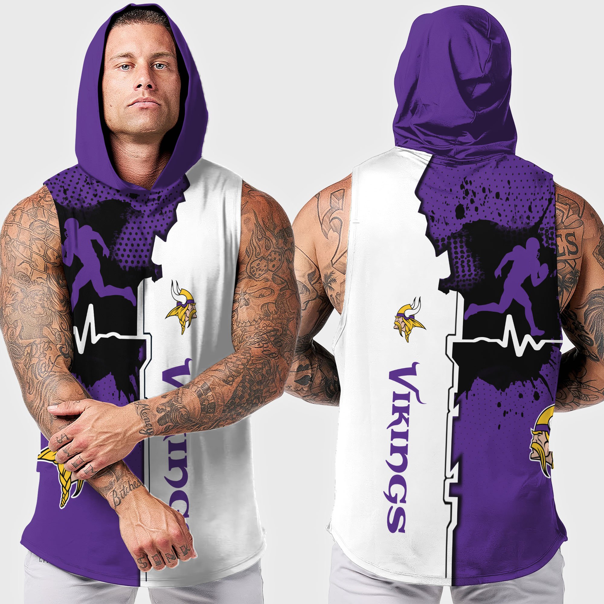 Alternative view of Minnesota Vikings Hoodie Tanktop Custom Your Name, Football Team Hoodie Tanktop, Gift For Football Lovers EHIVM-04101736N