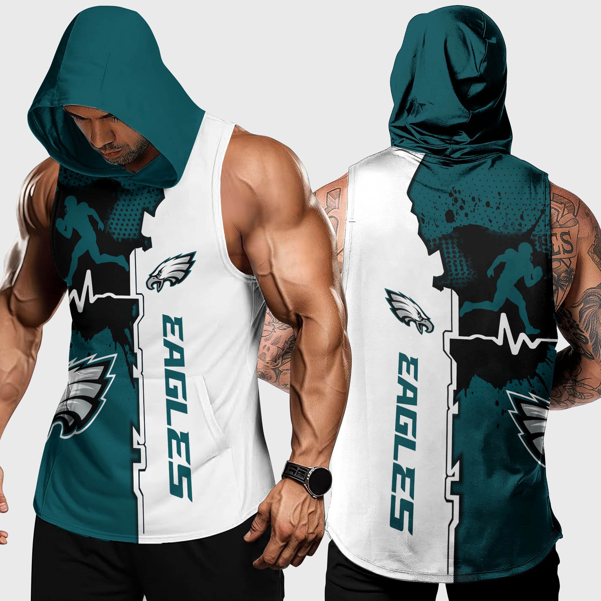 Philadelphia Eagles Hoodie Tanktop Custom Your Name, Football Team Hoodie Tanktop, Gift For Football Lovers EHIVM-04101736N