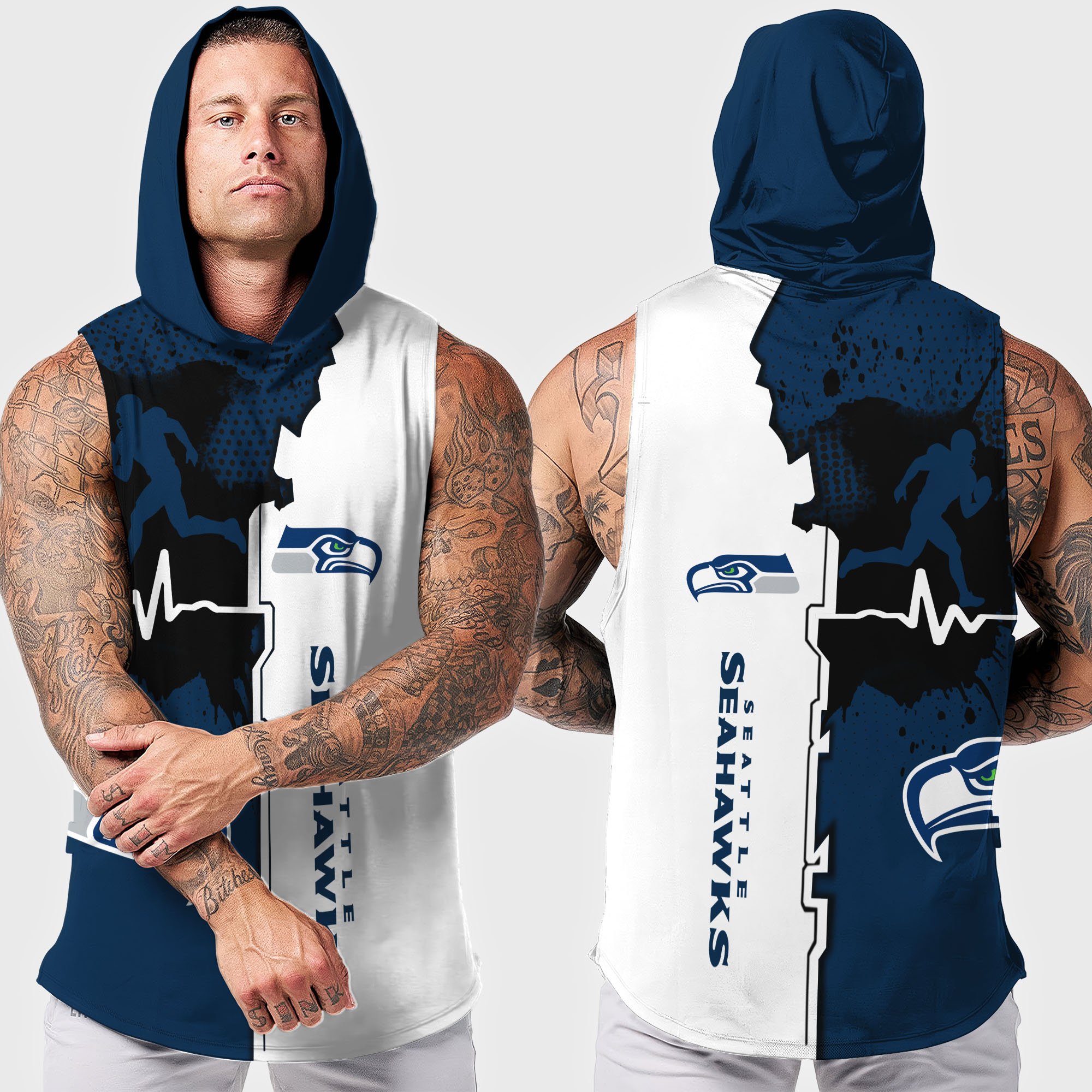 Alternative view of Seattle Seahawks Hoodie Tanktop Custom Your Name, Football Team Hoodie Tanktop, Gift For Football Lovers EHIVM-04101736N
