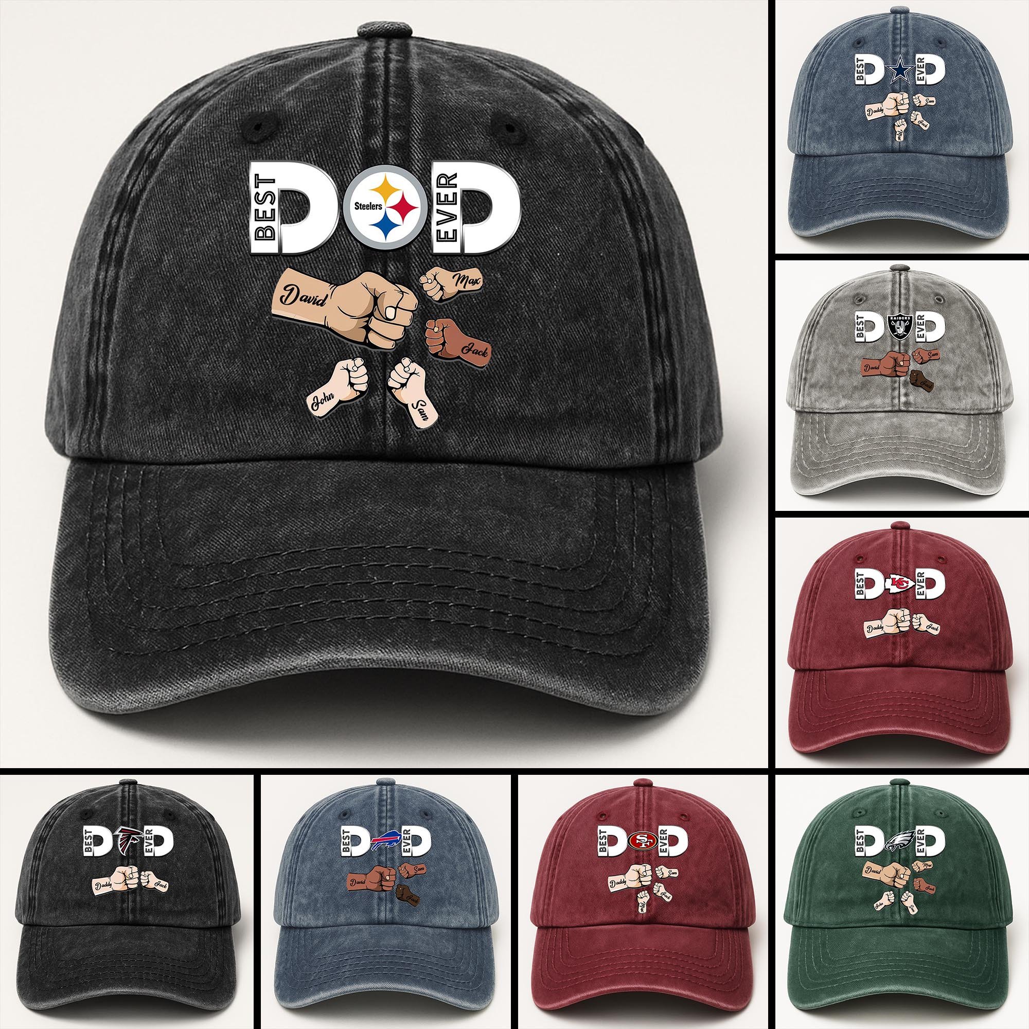 Alternative view of Best DAD Washed Cap Custom Team And Names, Sport Washed Hat, Sport Gifts For Dad ETRG-05202288