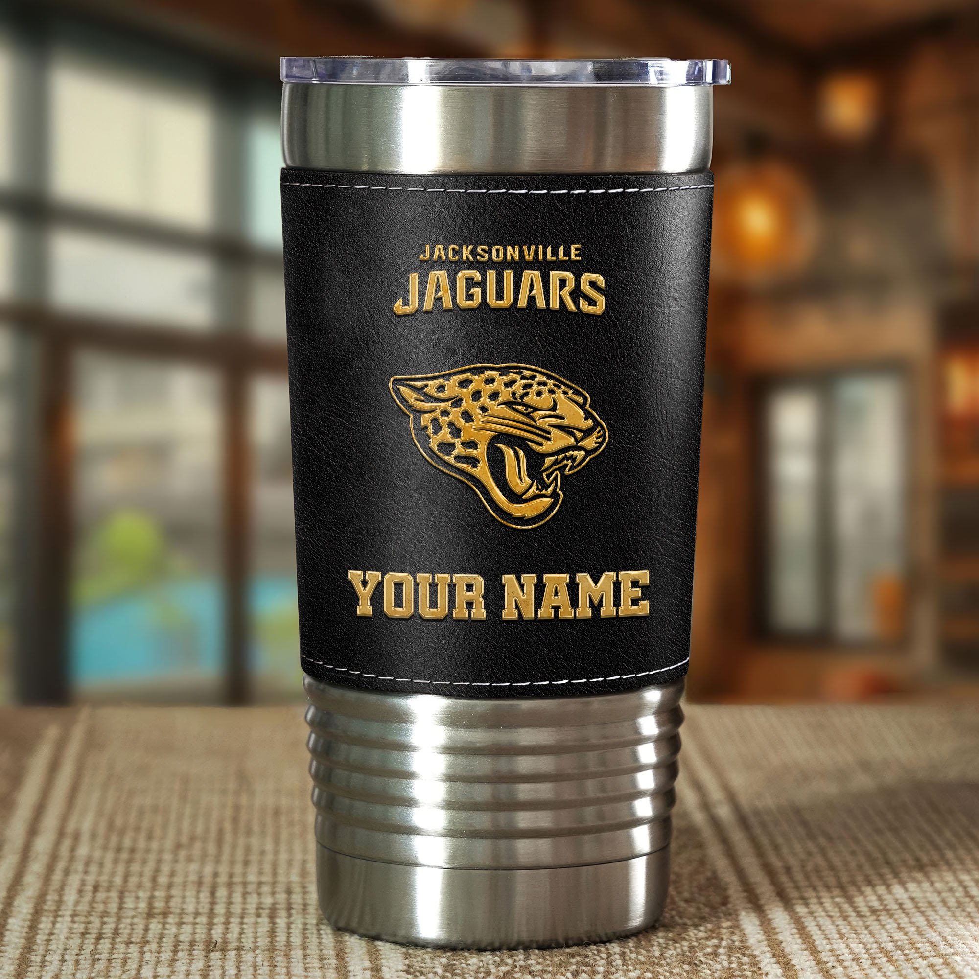 Alternative view of Jacksonville Jaguars Leather Tumbler Custom Your Name, Sport Gift For Fans, Father's Day Gifts EHIVM-05282375N