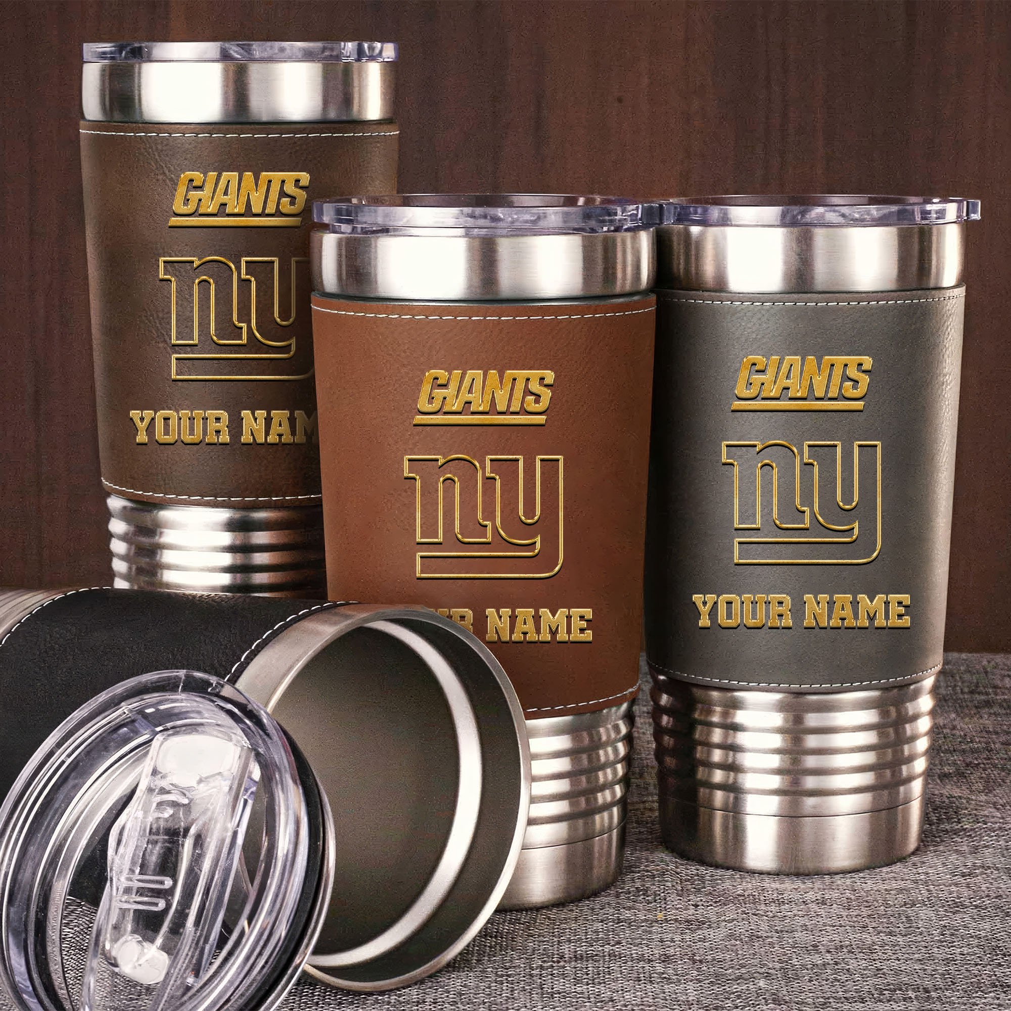 New York Giants Leather Tumbler Custom Your Name, Sport Gift For Fans, Father's Day Gifts EHIVM-05282375N