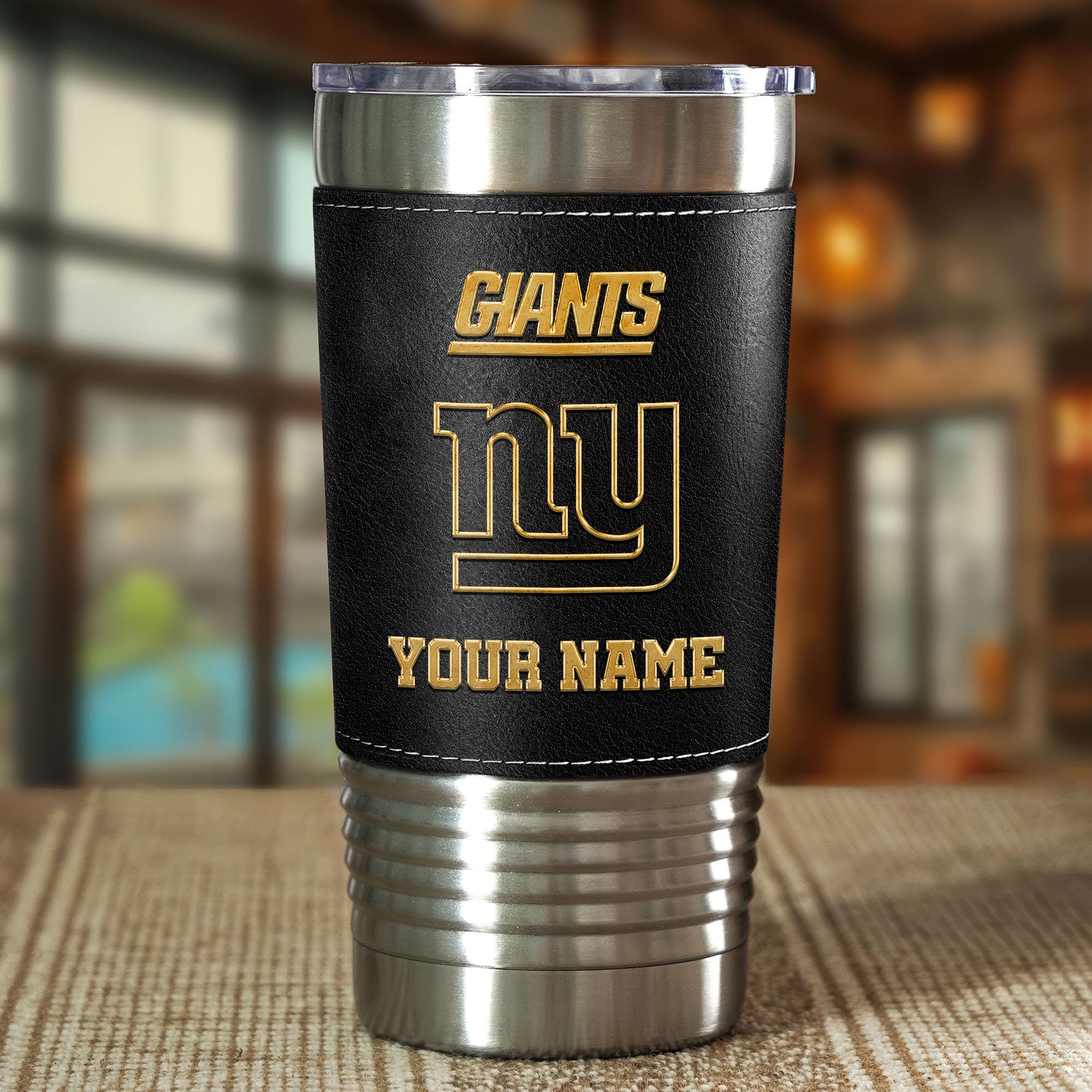 Alternative view of New York Giants Leather Tumbler Custom Your Name, Sport Gift For Fans, Father's Day Gifts EHIVM-05282375N