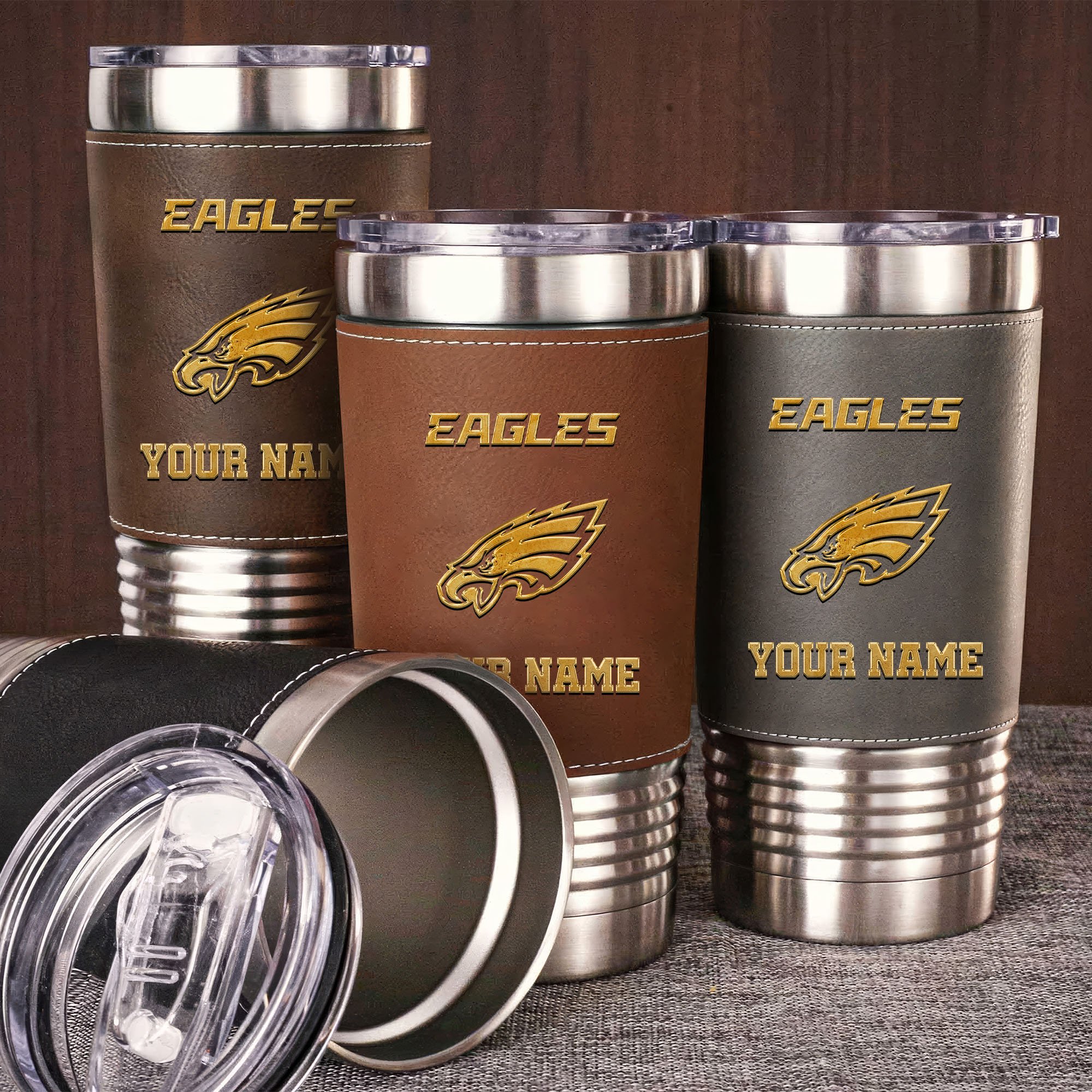 Philadelphia Eagles Leather Tumbler Custom Your Name, Sport Gift For Fans, Father's Day Gifts EHIVM-05282375N