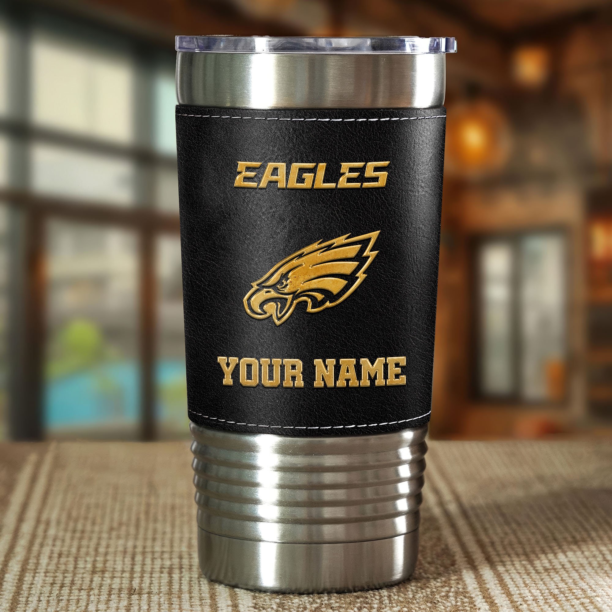 Alternative view of Philadelphia Eagles Leather Tumbler Custom Your Name, Sport Gift For Fans, Father's Day Gifts EHIVM-05282375N