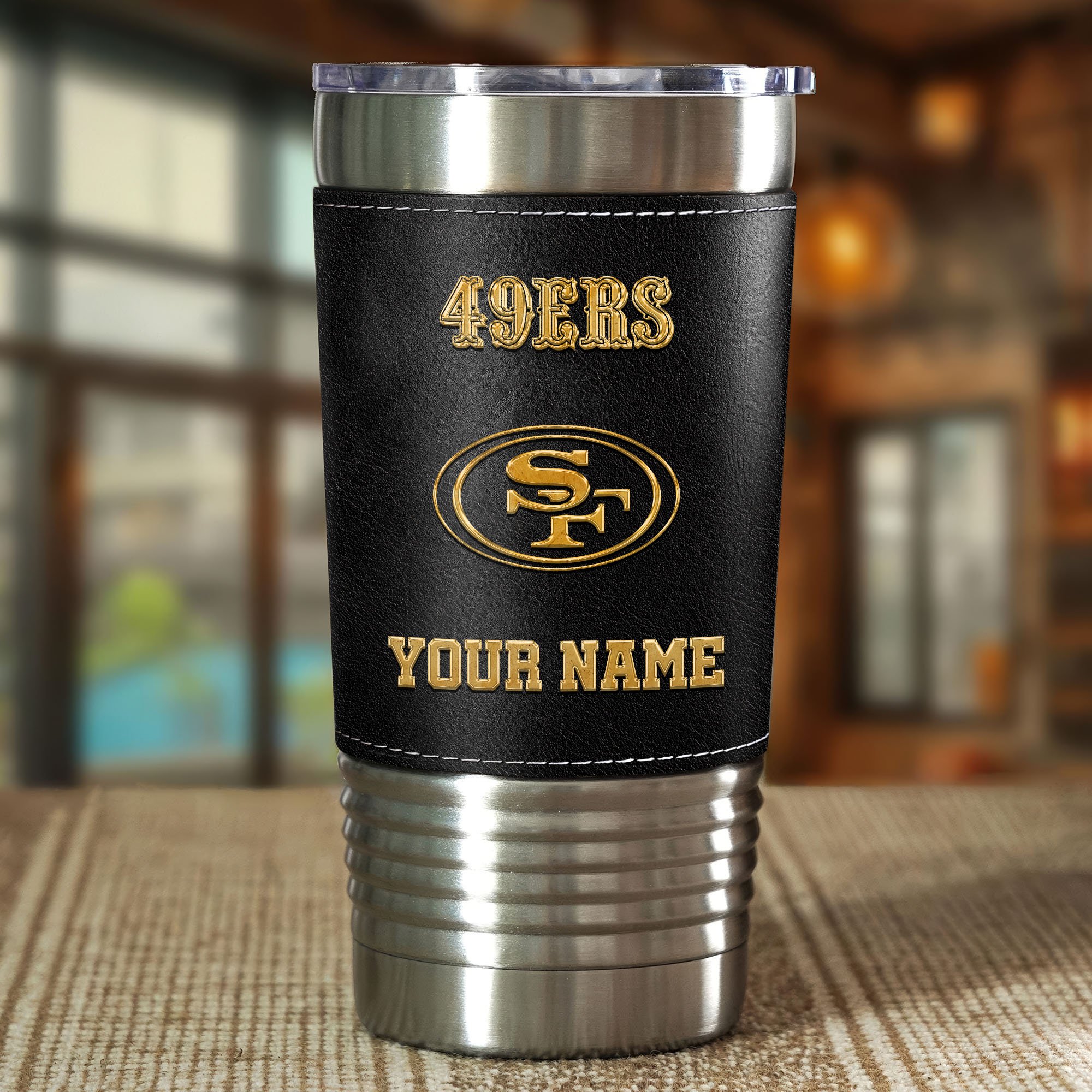 Alternative view of San Francisco 49ers Leather Tumbler Custom Your Name, Sport Gift For Fans, Father's Day Gifts EHIVM-05282375N
