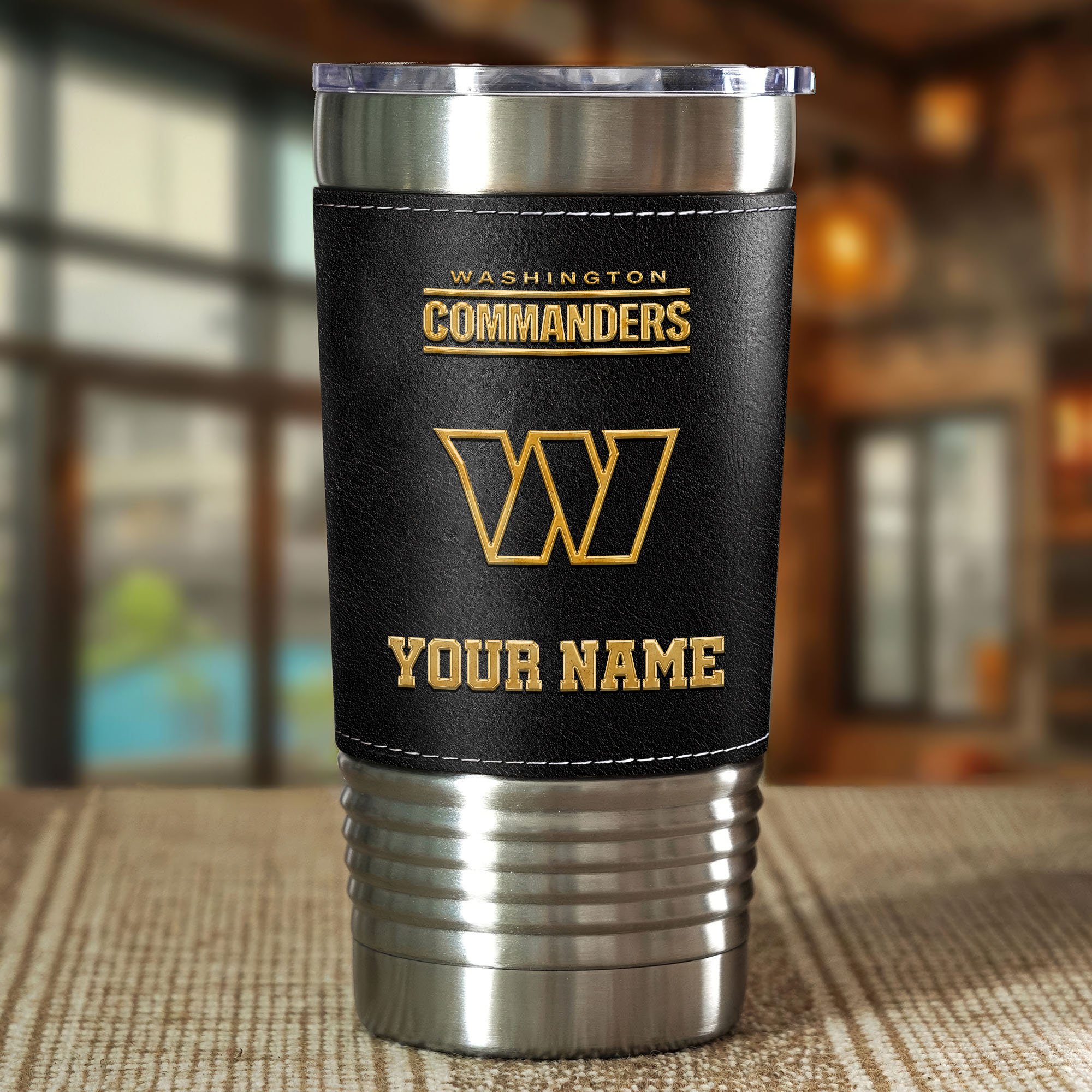 Alternative view of Washington Commanders Leather Tumbler Custom Your Name, Sport Gift For Fans, Father's Day Gifts EHIVM-05282375N